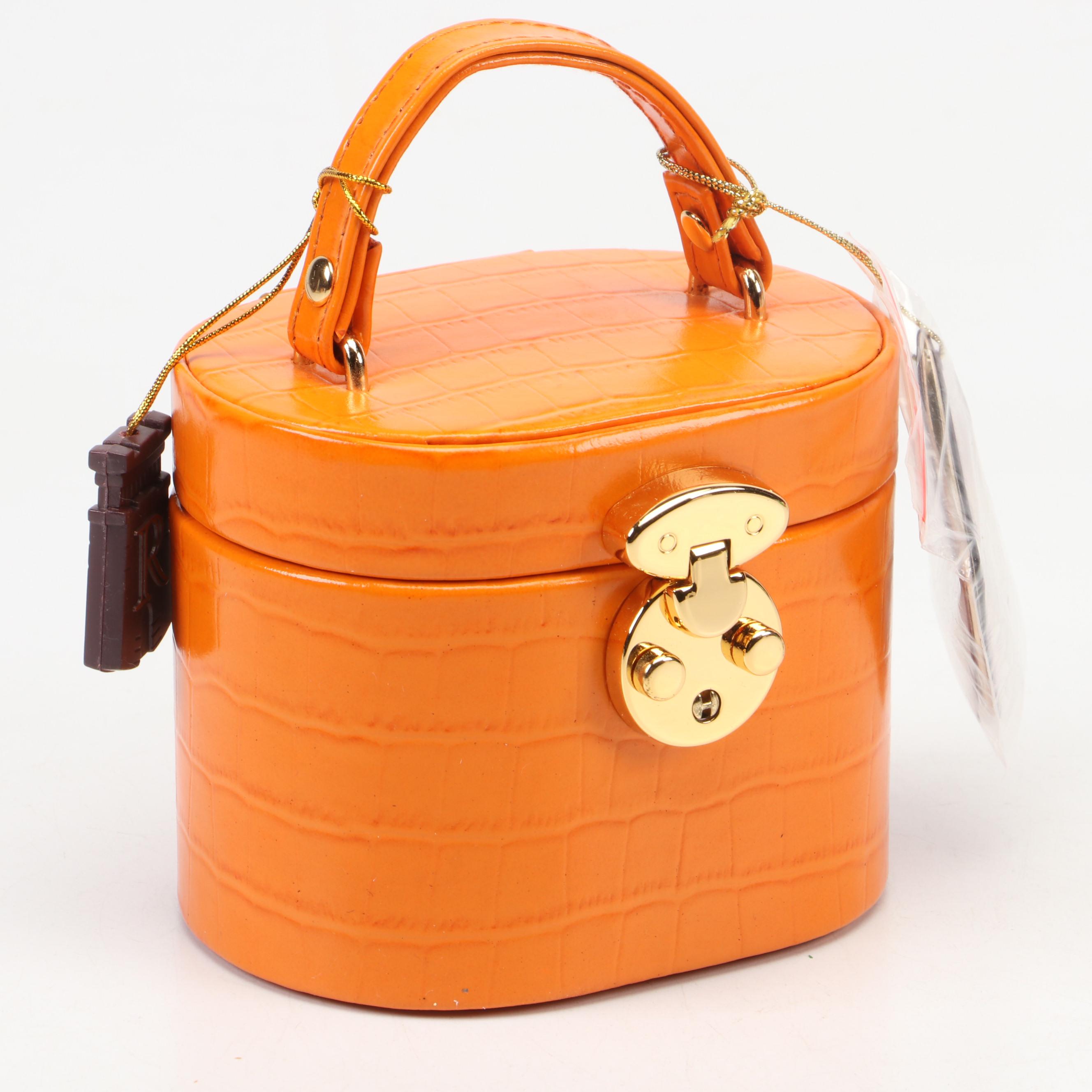 Rowallan Crocodile Embossed and Pebbled Leather Travel Jewelry Boxes