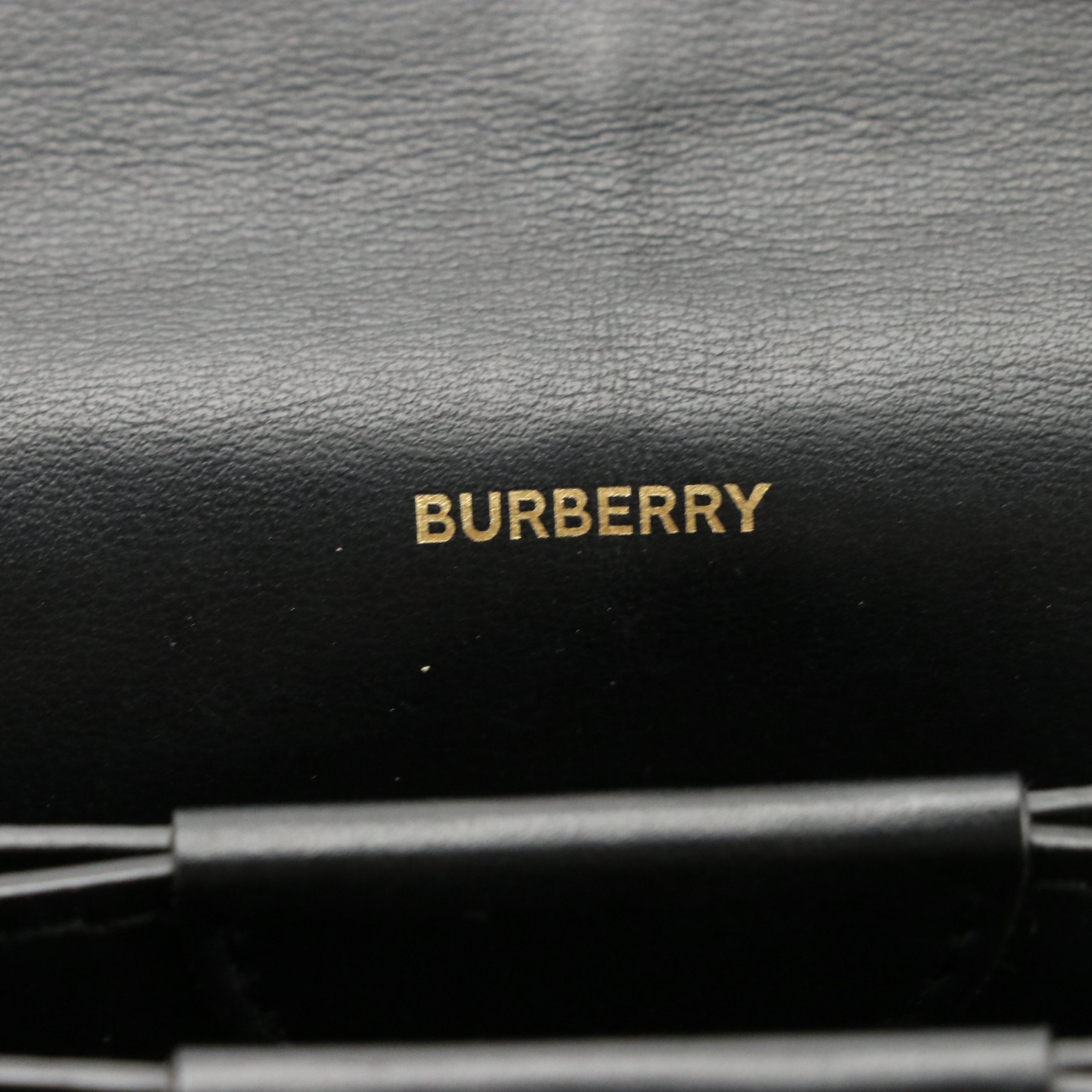 Burberry Black Hazelmere Monogram Embossed Leather Crossbody Wallet On Strap