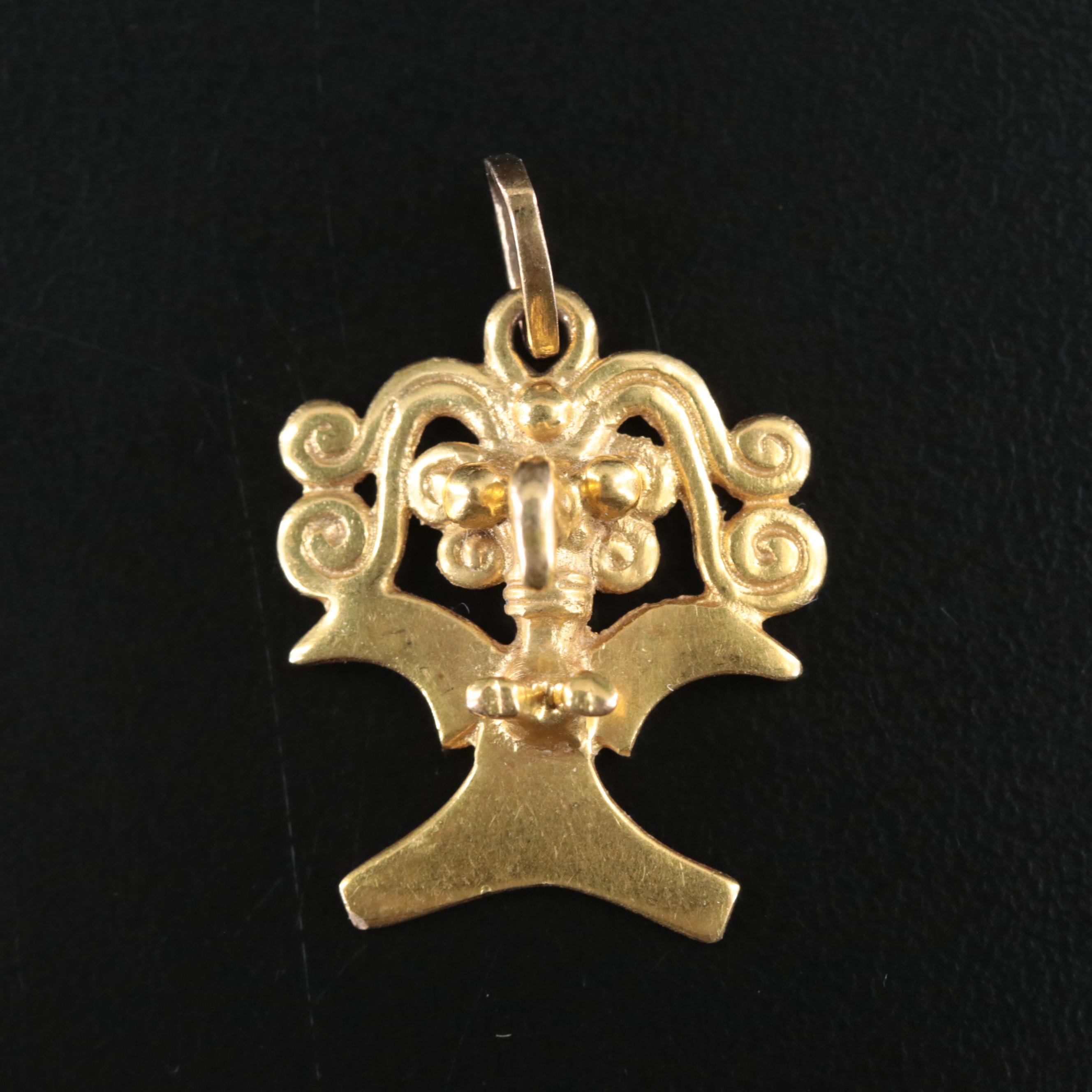 14K Pre-Columbian Bird Motif Pendant
