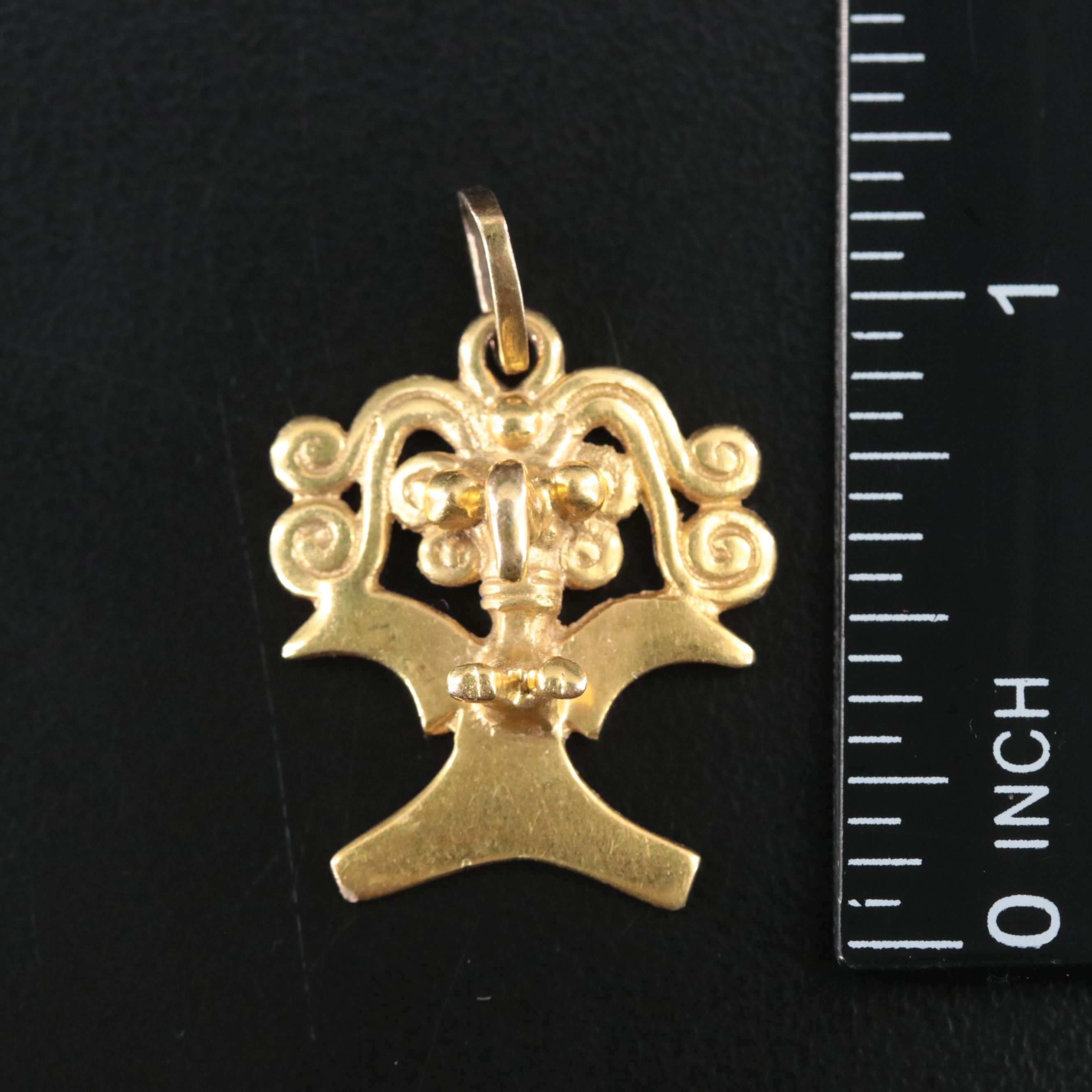 14K Pre-Columbian Bird Motif Pendant