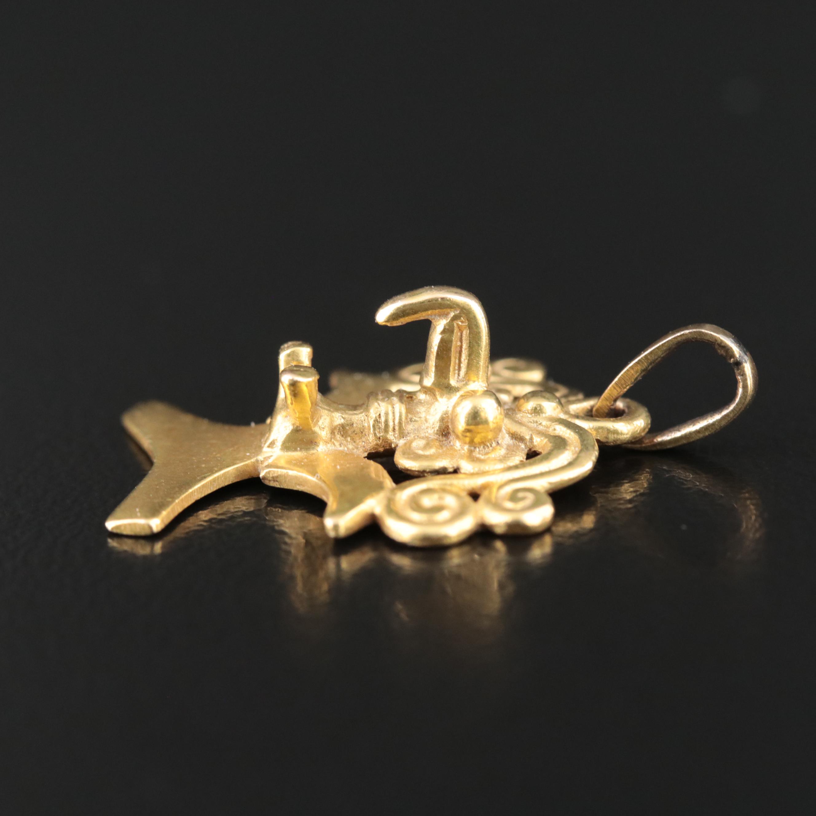 14K Pre-Columbian Bird Motif Pendant