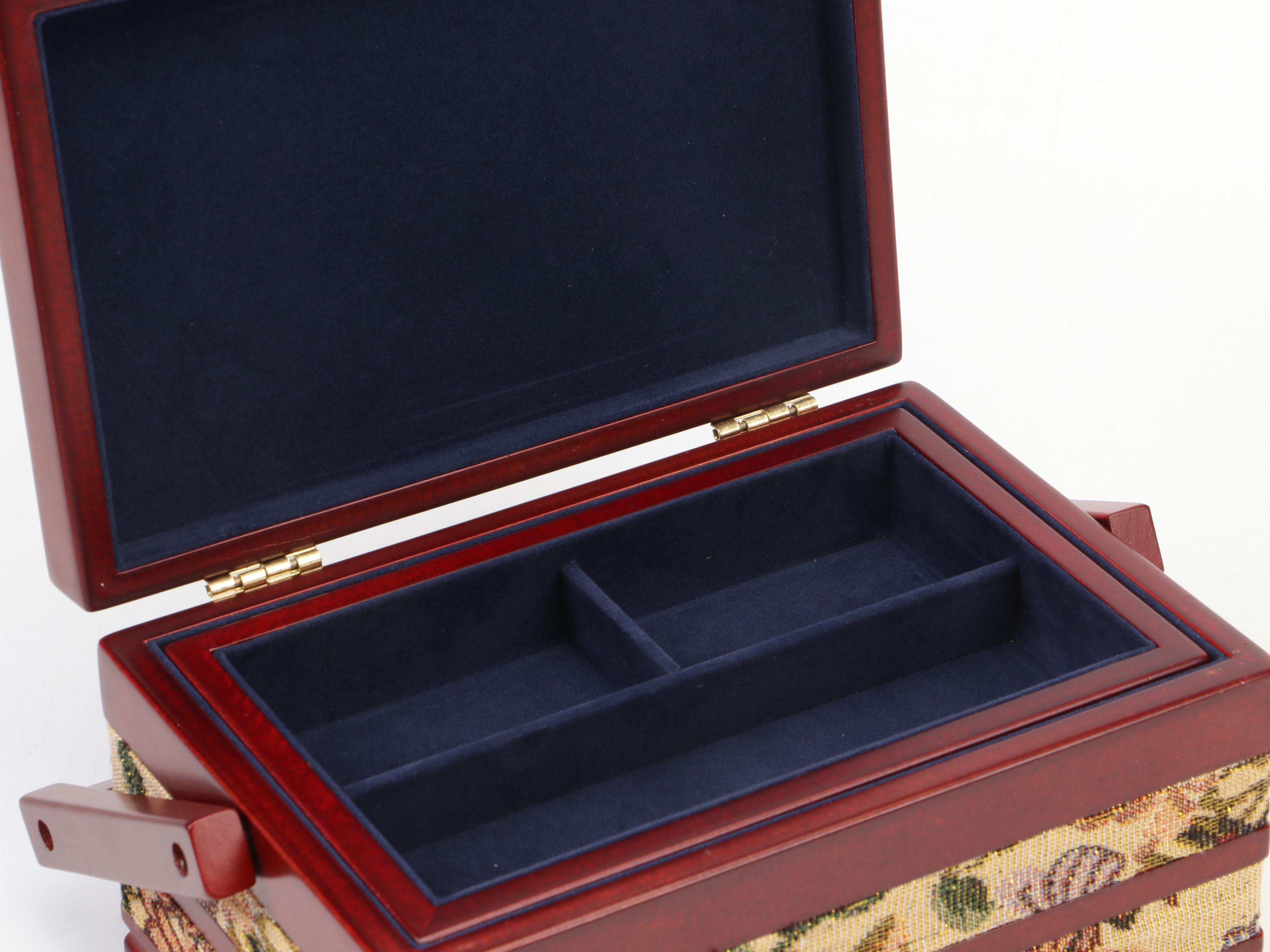 Contemporary Cherry Finish Wood Jewelry Boxes