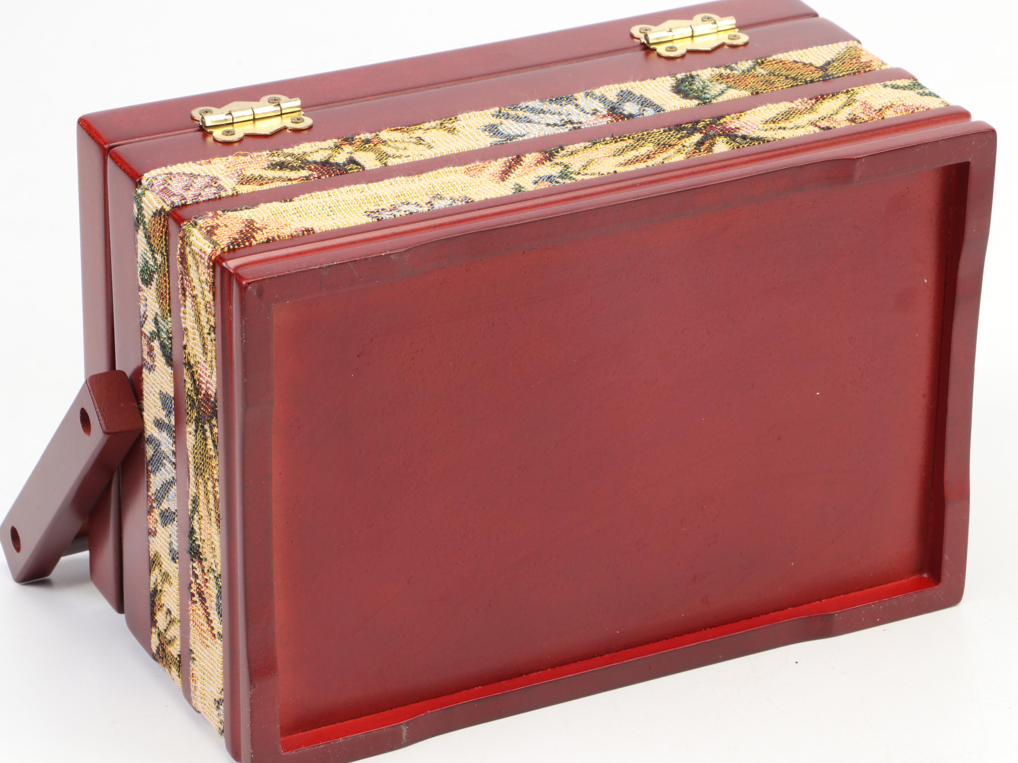 Contemporary Cherry Finish Wood Jewelry Boxes
