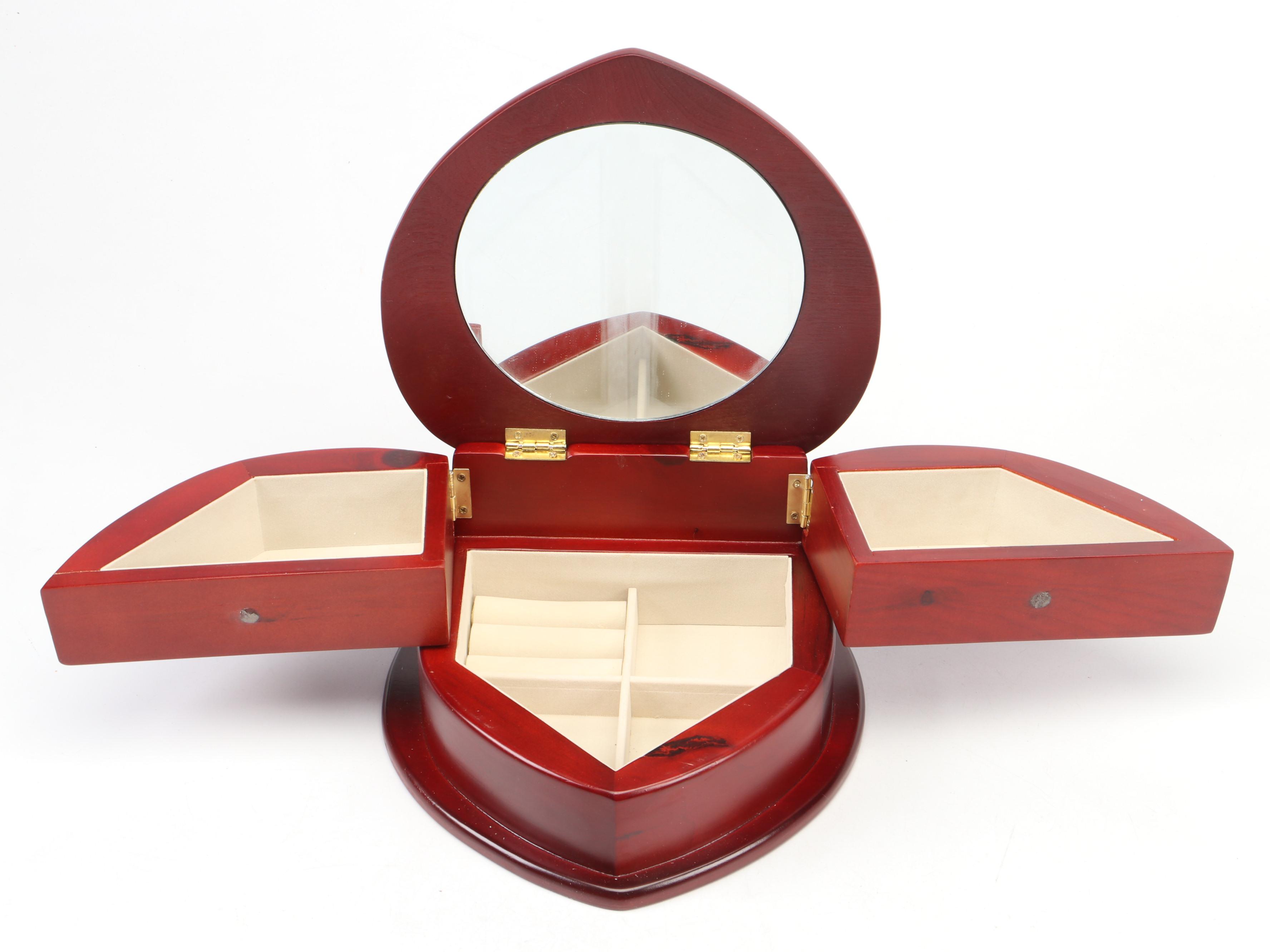 Contemporary Cherry Finish Wood Jewelry Boxes