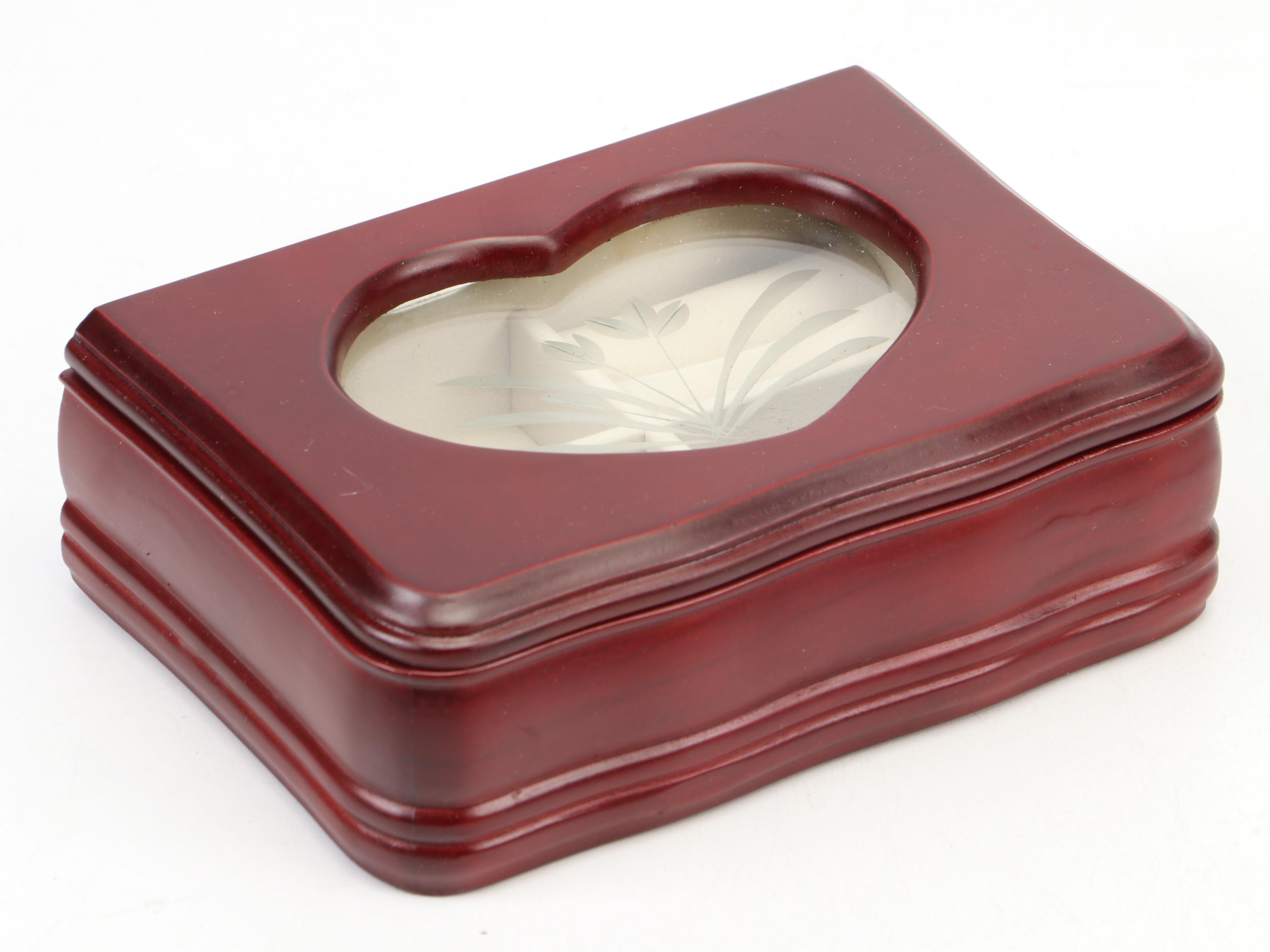 Contemporary Cherry Finish Wood Jewelry Boxes