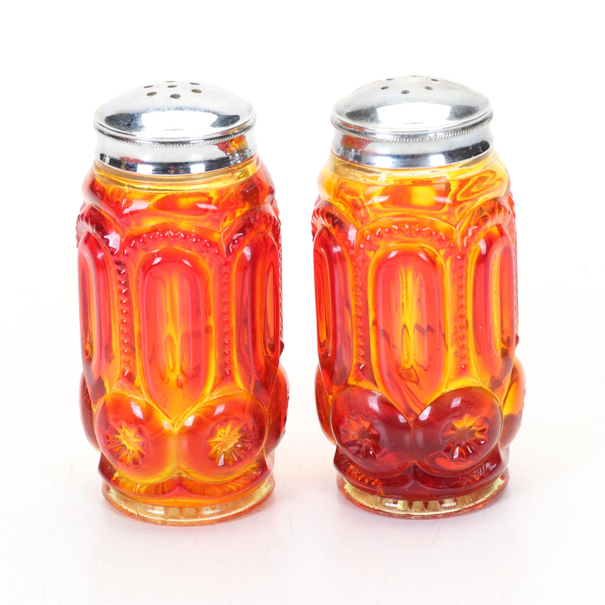 L.G. Wright "Moon and Stars" Amberina Glass Lidded Dish, Candlesticks, and More