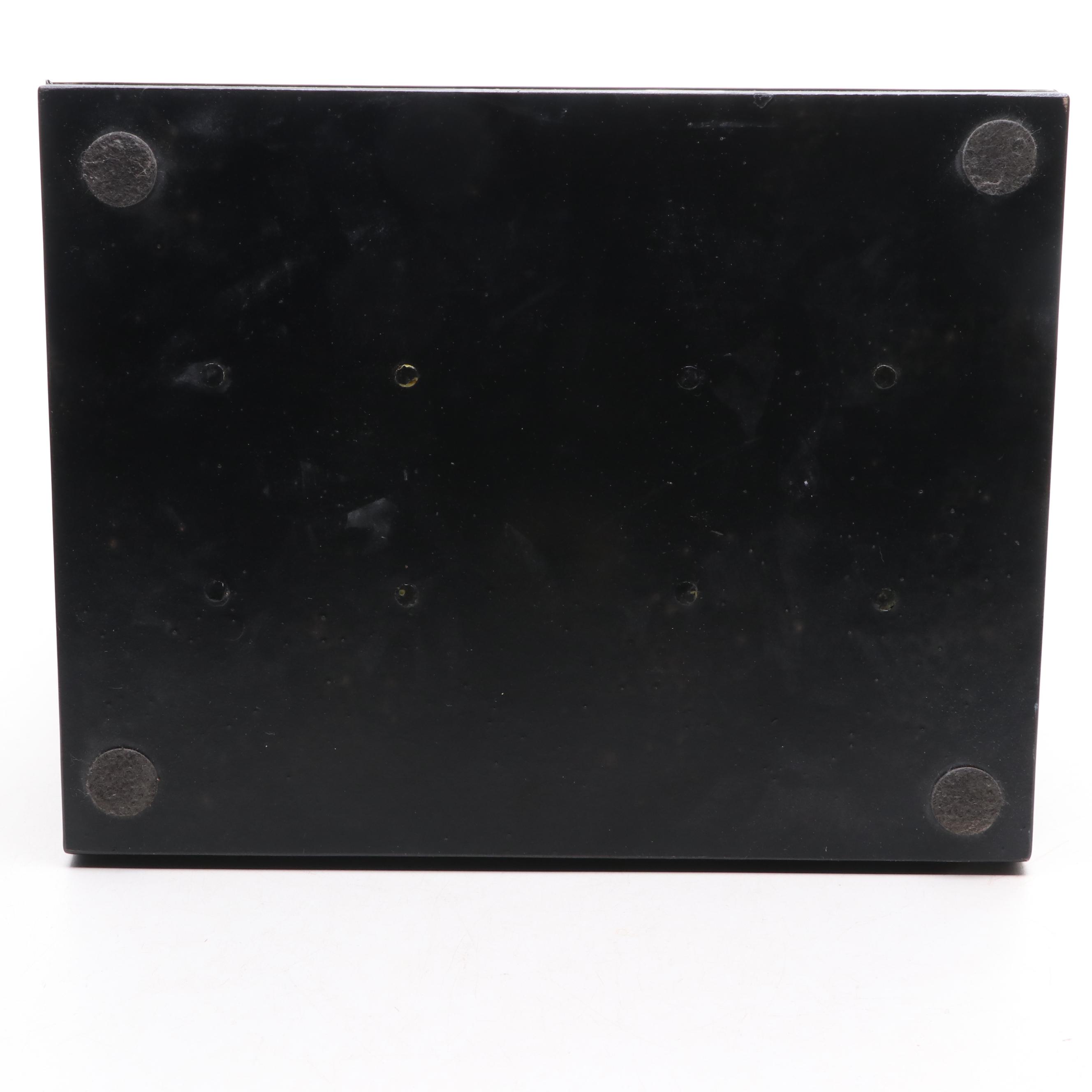 Art Deco High Gloss Black Lacquer and Chrome Magazine Rack