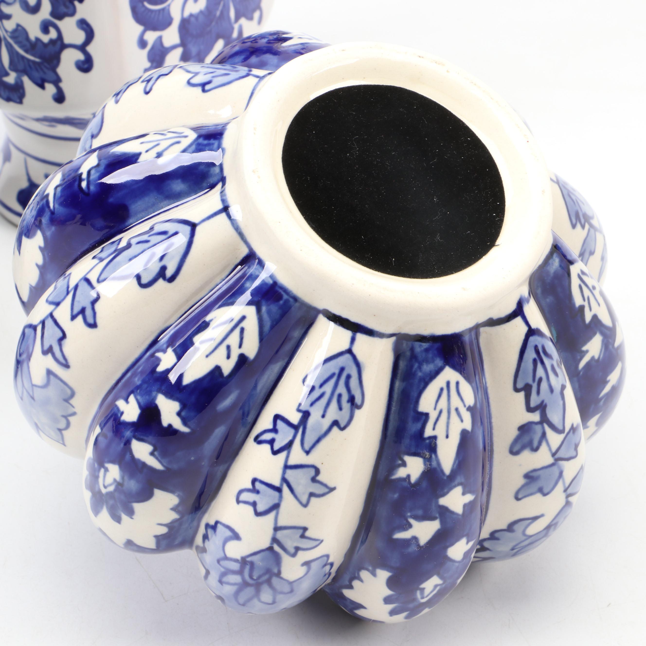 Hand-Painted Delft Ceramic Vase with Floral Motif Ceramic Vase and More