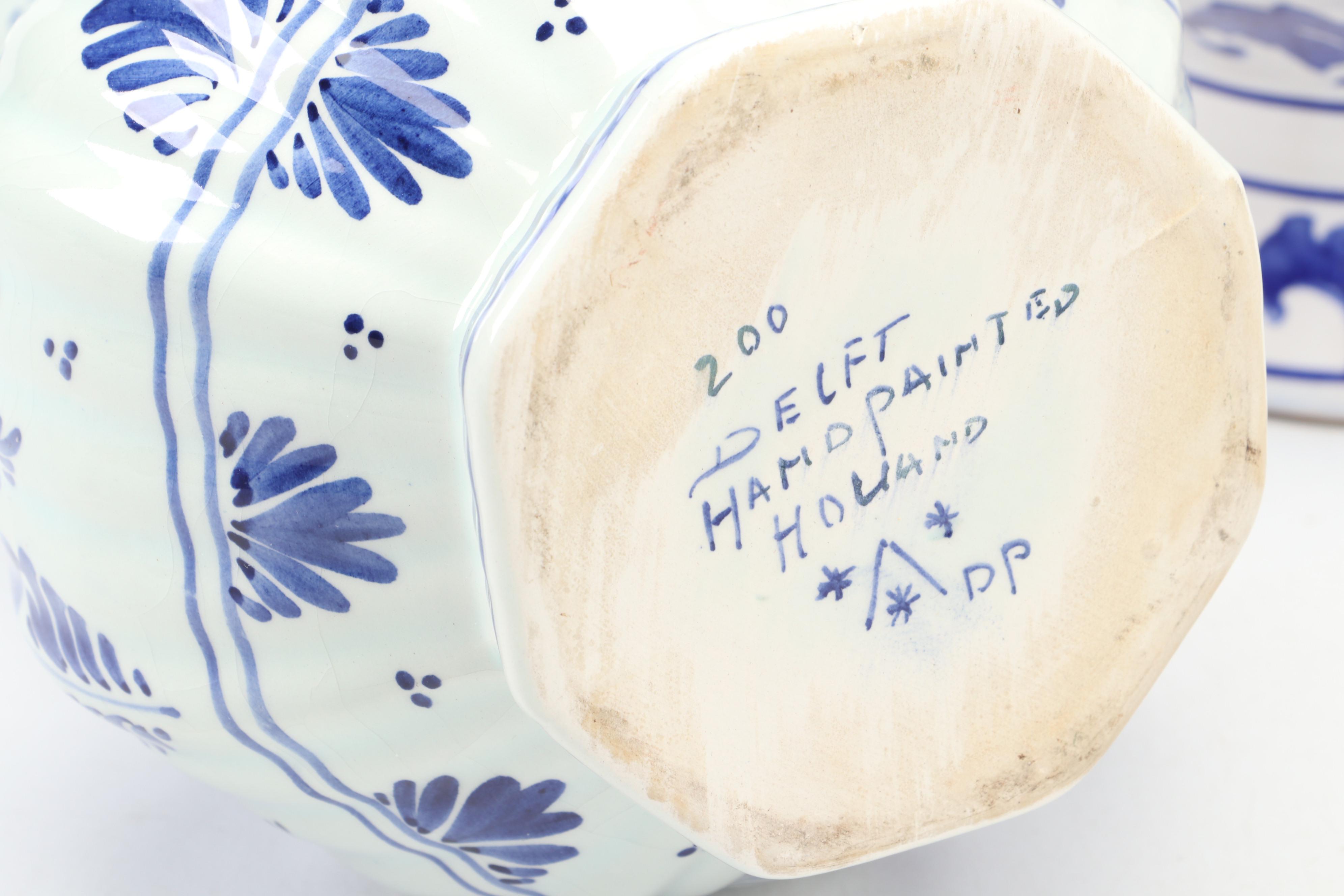 Hand-Painted Delft Ceramic Vase with Floral Motif Ceramic Vase and More