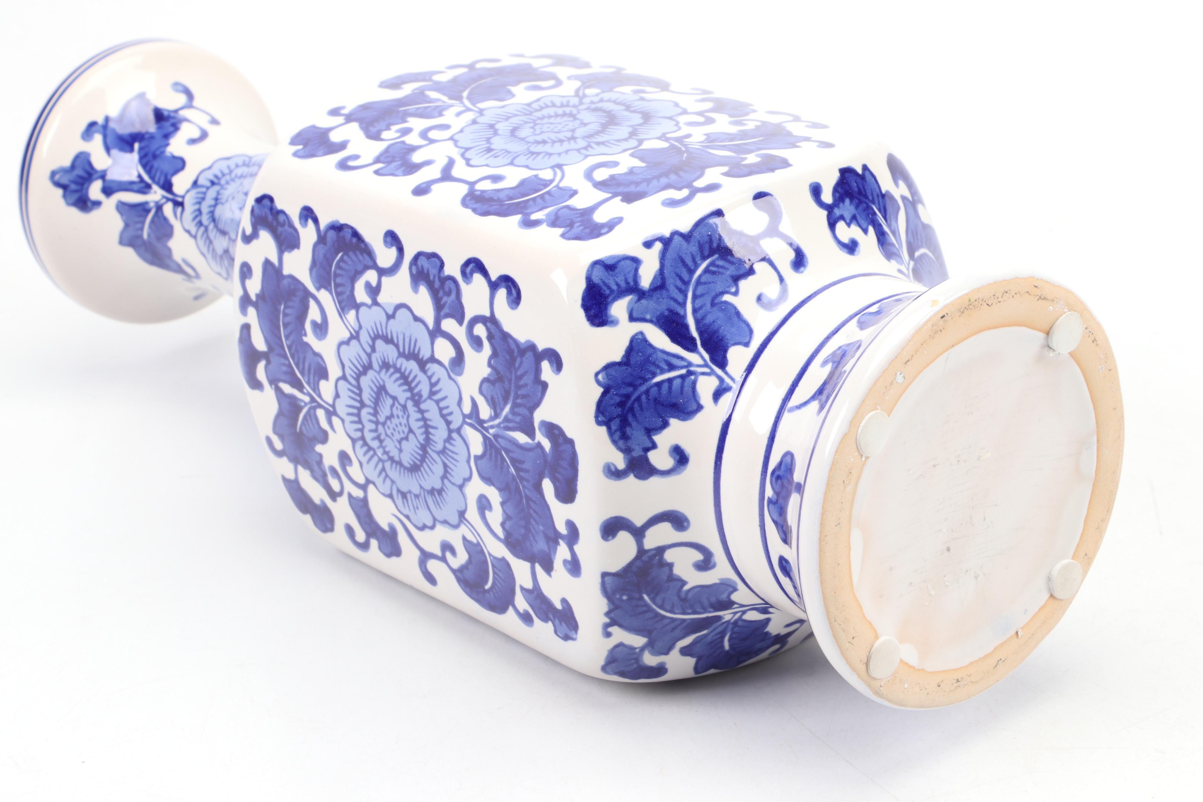 Hand-Painted Delft Ceramic Vase with Floral Motif Ceramic Vase and More