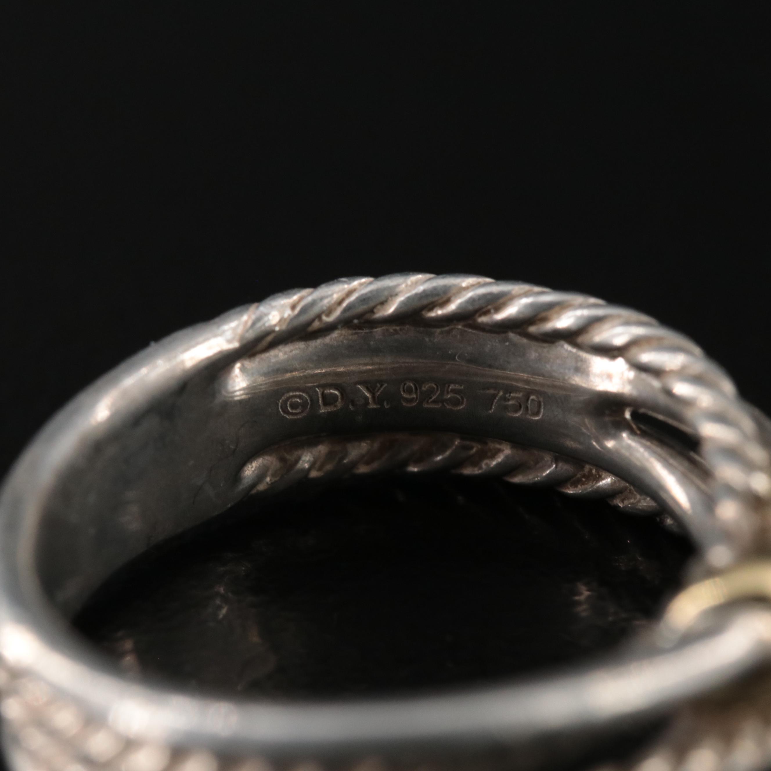 David Yurman Sterling Ring Trio with 18K Accent and Meteorite