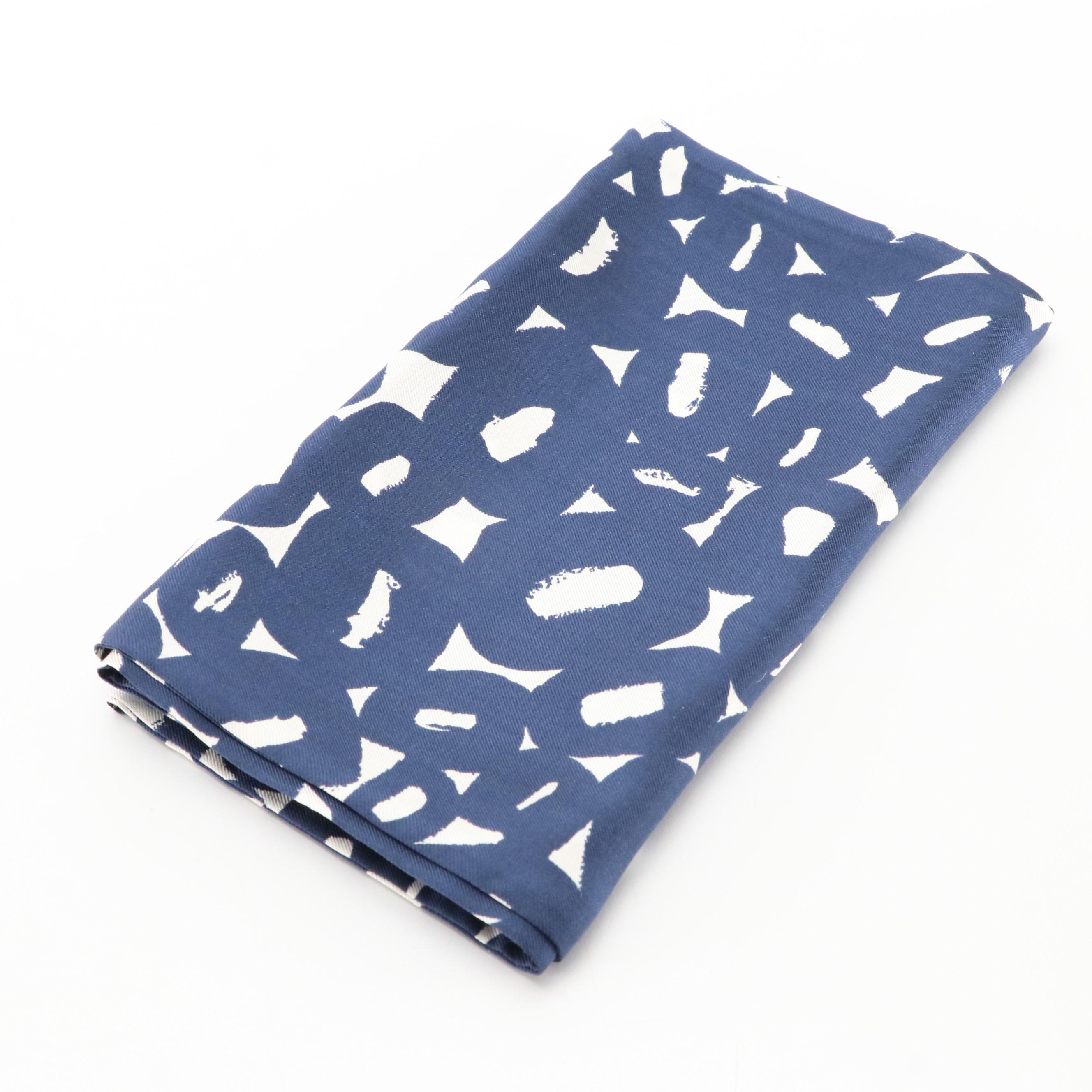 Prada Abstract Print Rectangle Scarf in Silk Twill