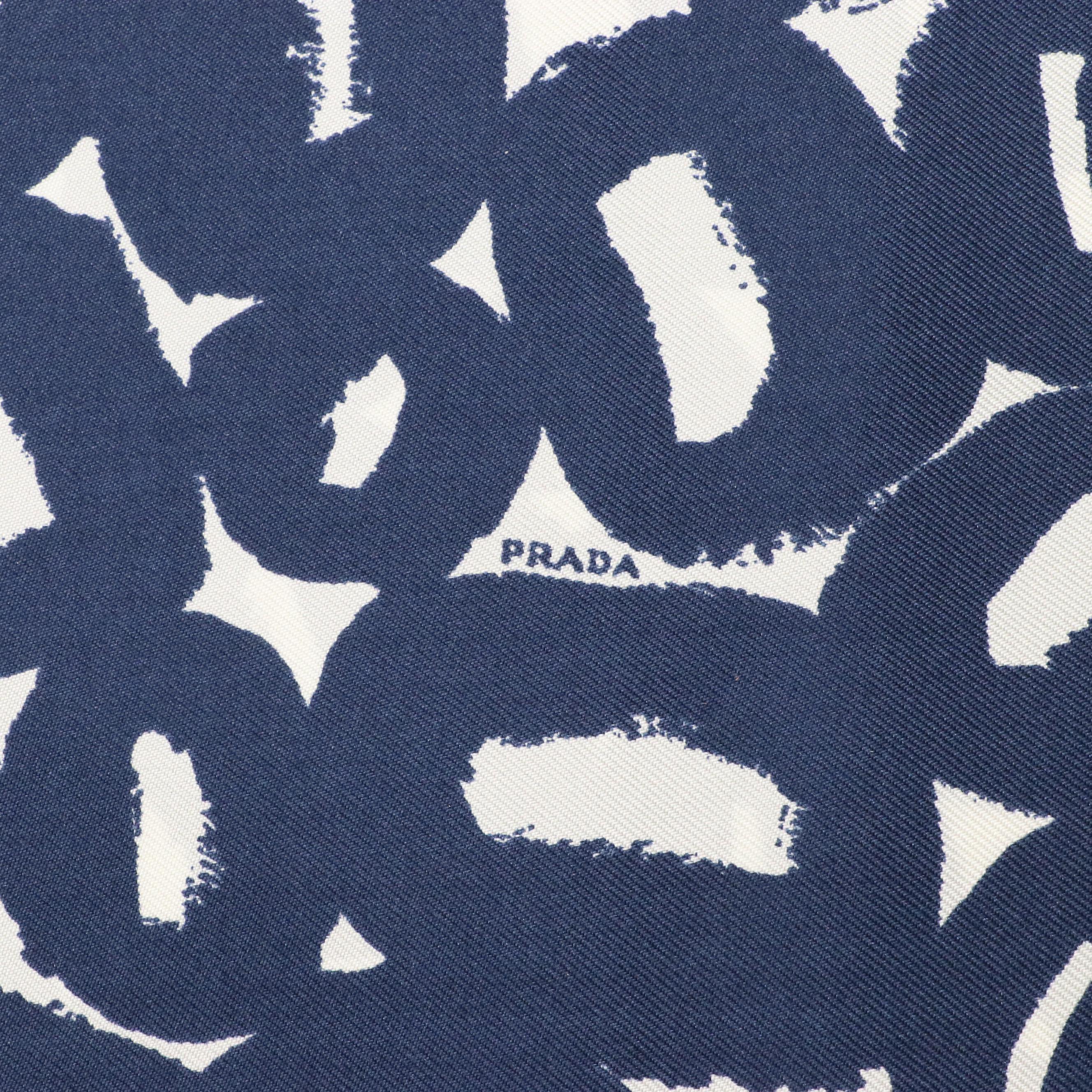 Prada Abstract Print Rectangle Scarf in Silk Twill