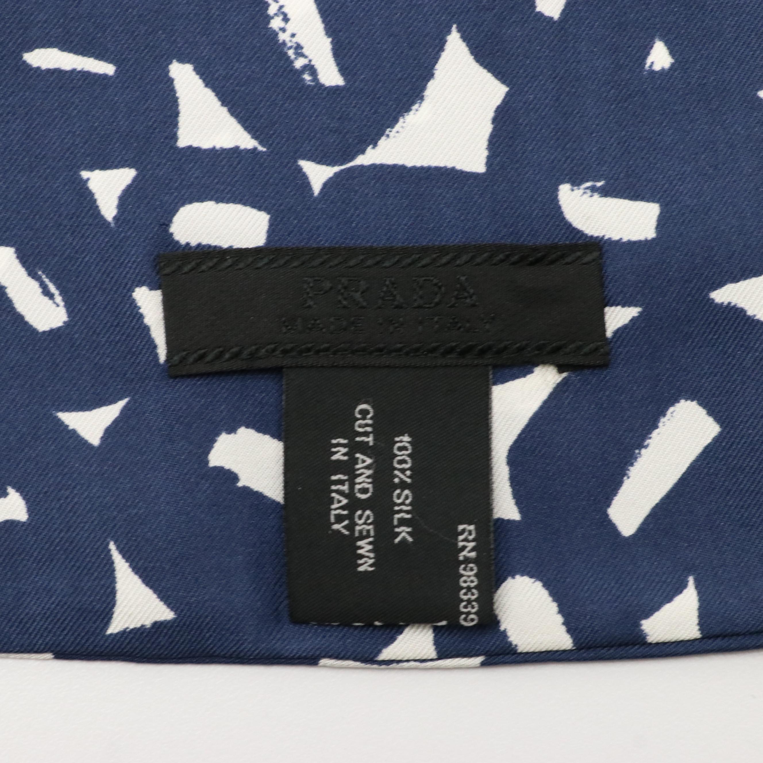 Prada Abstract Print Rectangle Scarf in Silk Twill