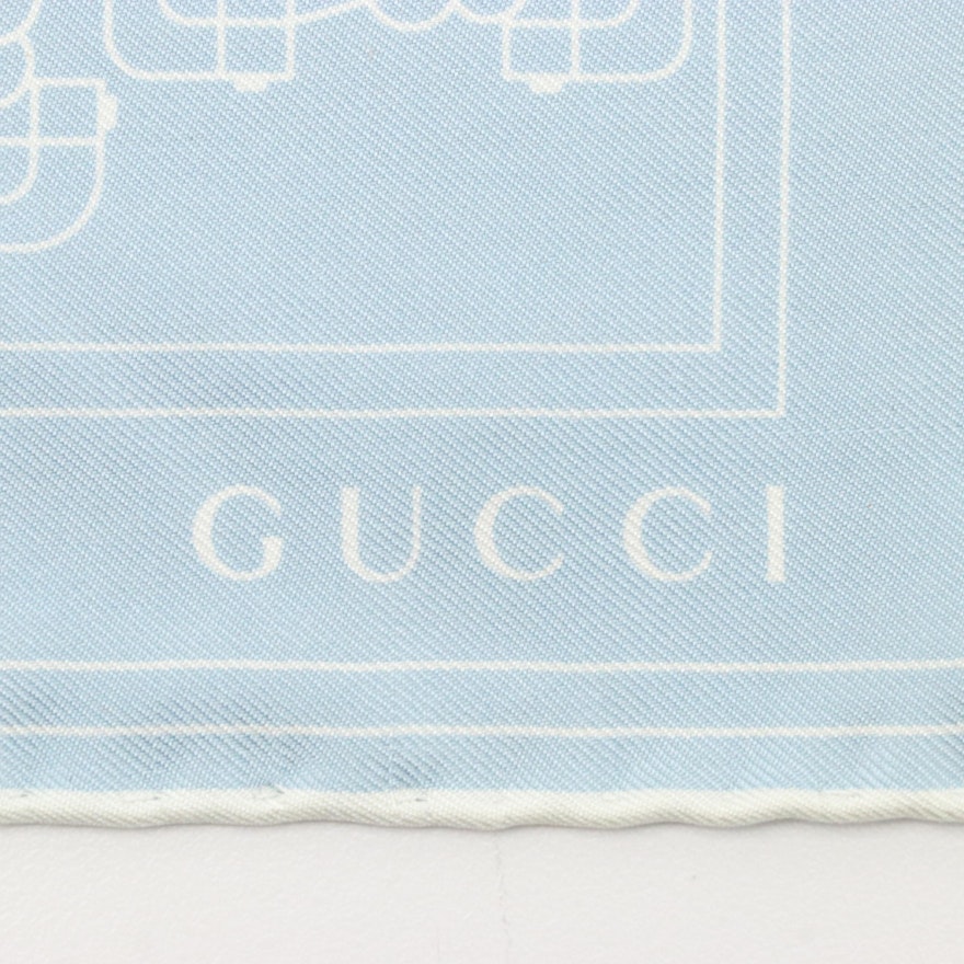 Gucci Horsebit Pattern Pocket Square in Silk Twill with Tag | EBTH