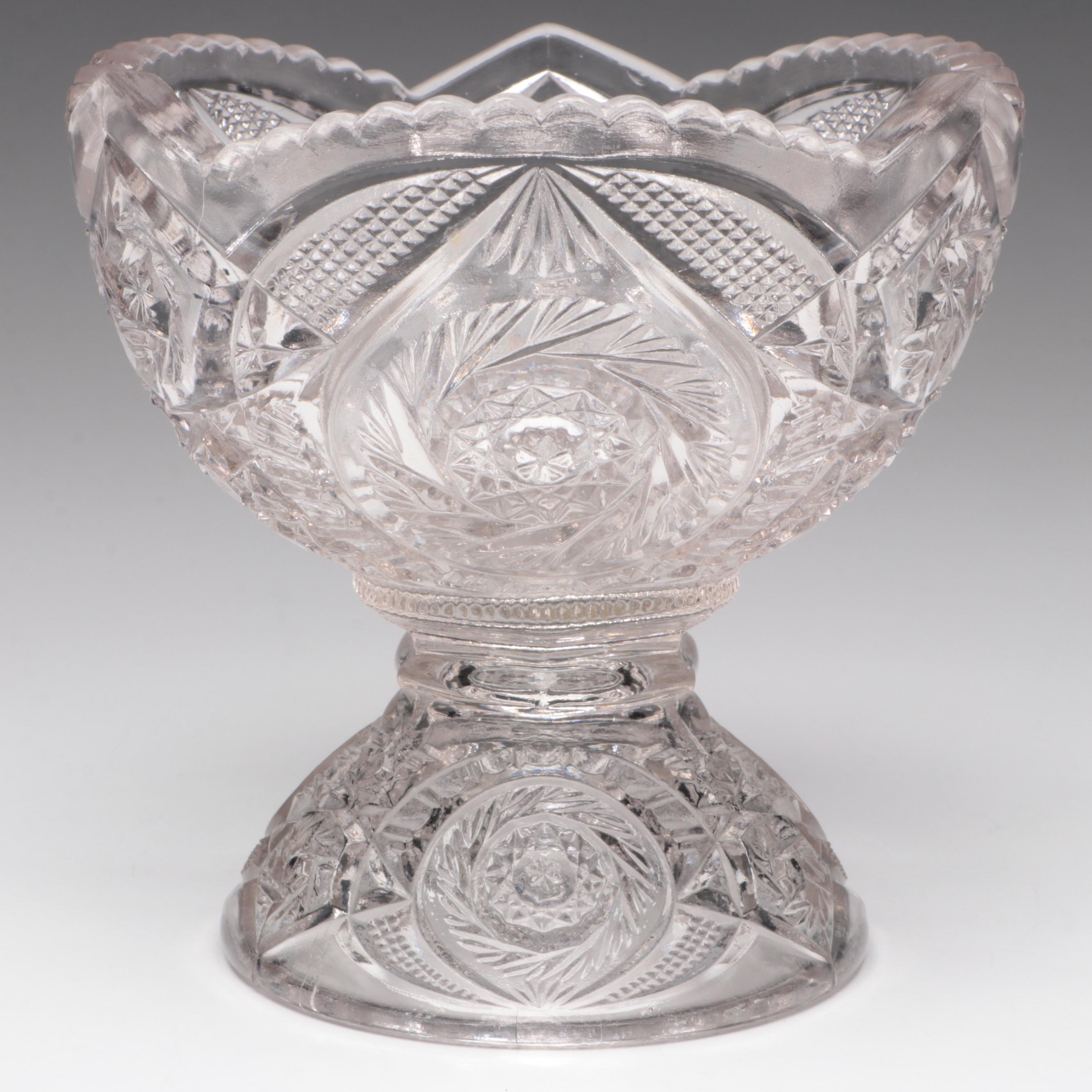 Cranberry and Clear Glass Candy Dish with Other Clear Glass Compote