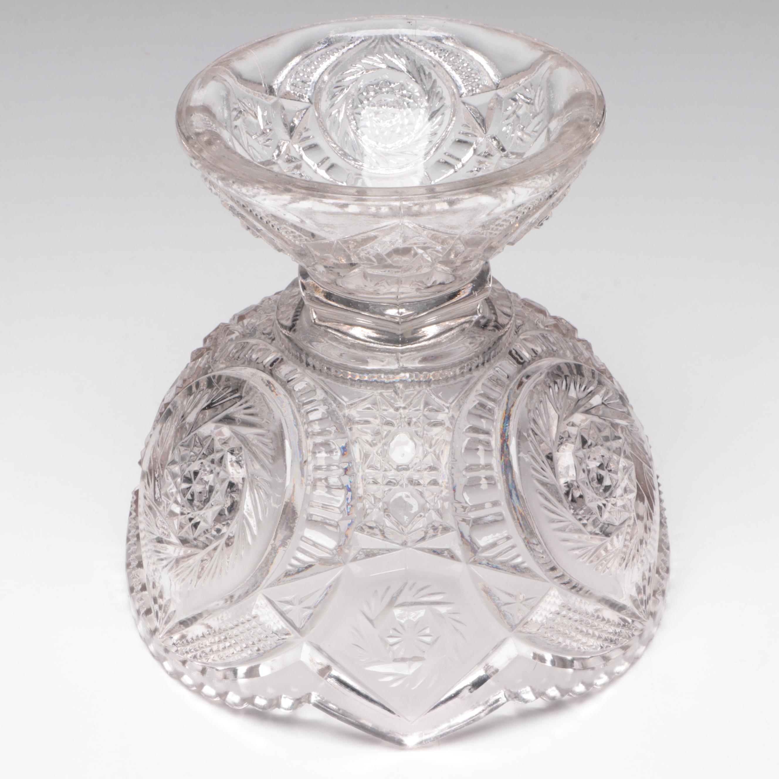 Cranberry and Clear Glass Candy Dish with Other Clear Glass Compote