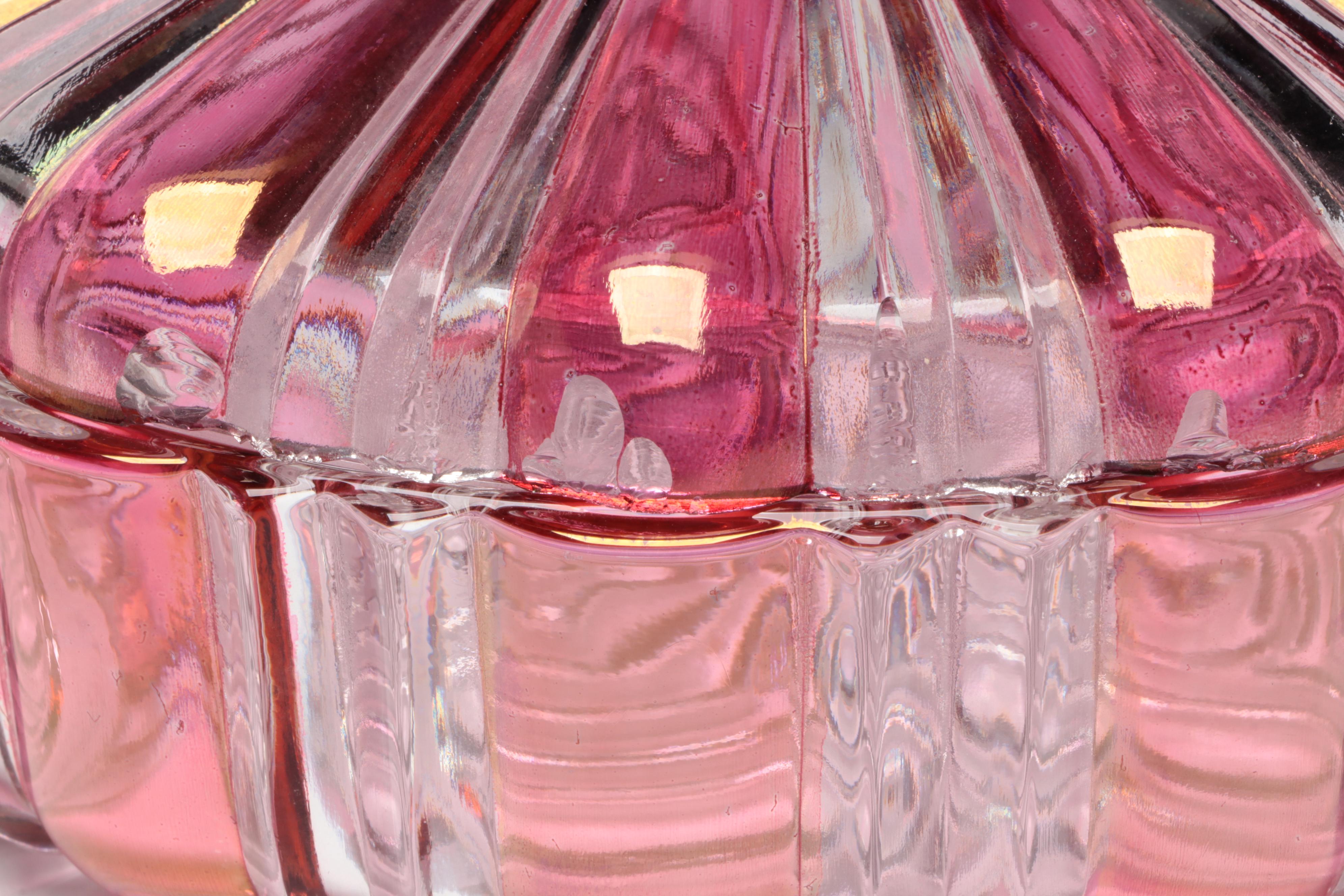 Cranberry and Clear Glass Candy Dish with Other Clear Glass Compote