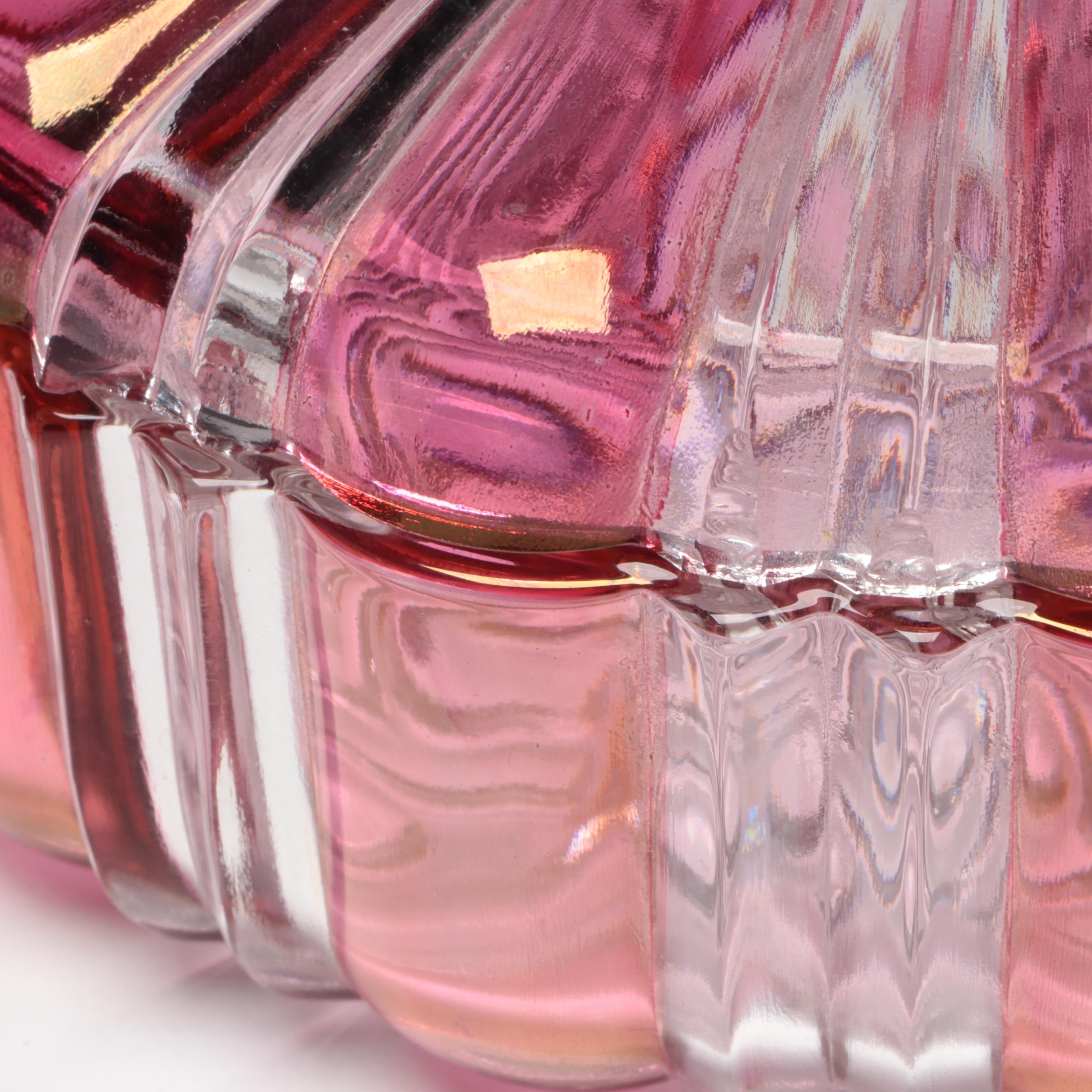 Cranberry and Clear Glass Candy Dish with Other Clear Glass Compote