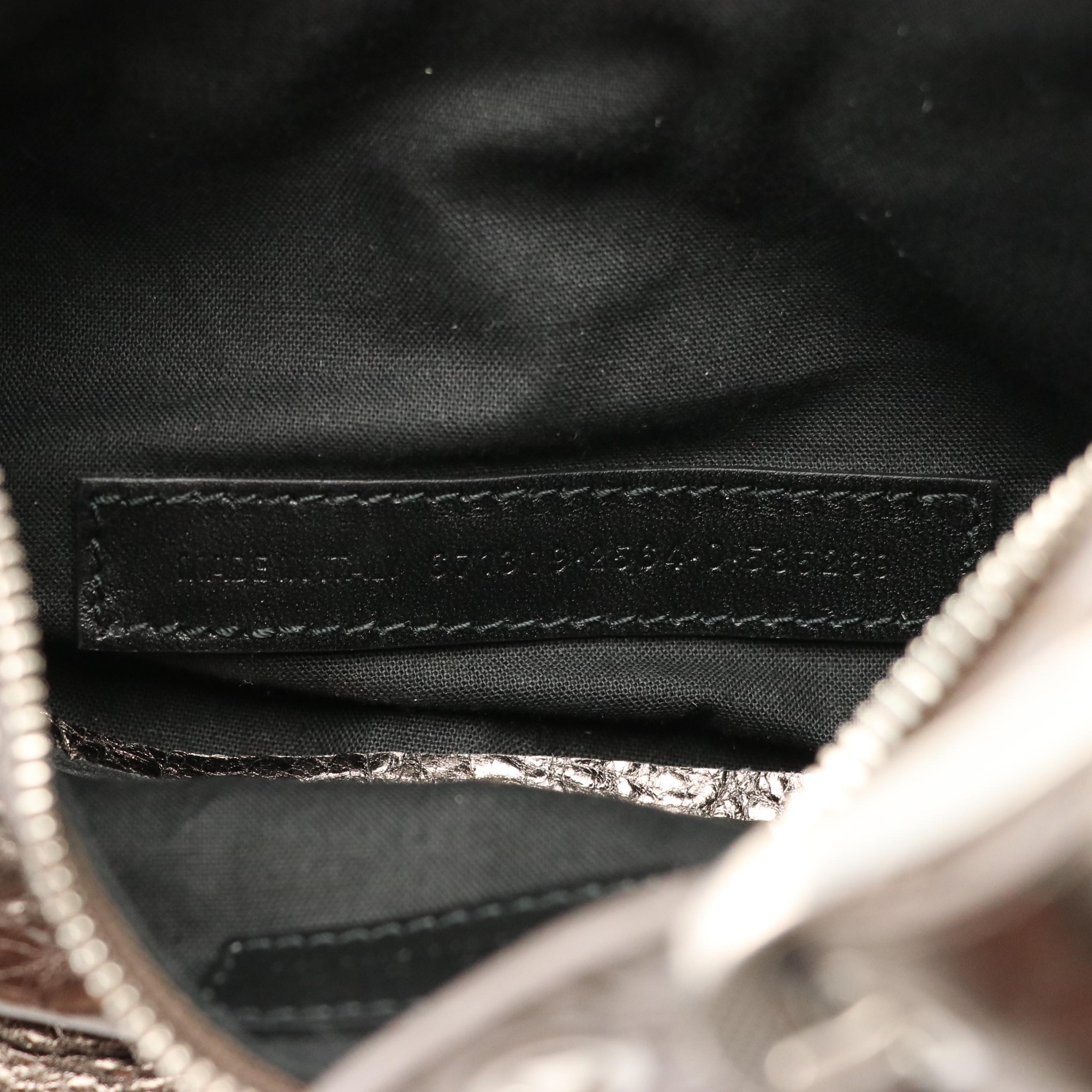 Balenciaga Crinkle Metallic Leather Cagole XS Stud Hobo Shoulder Bag