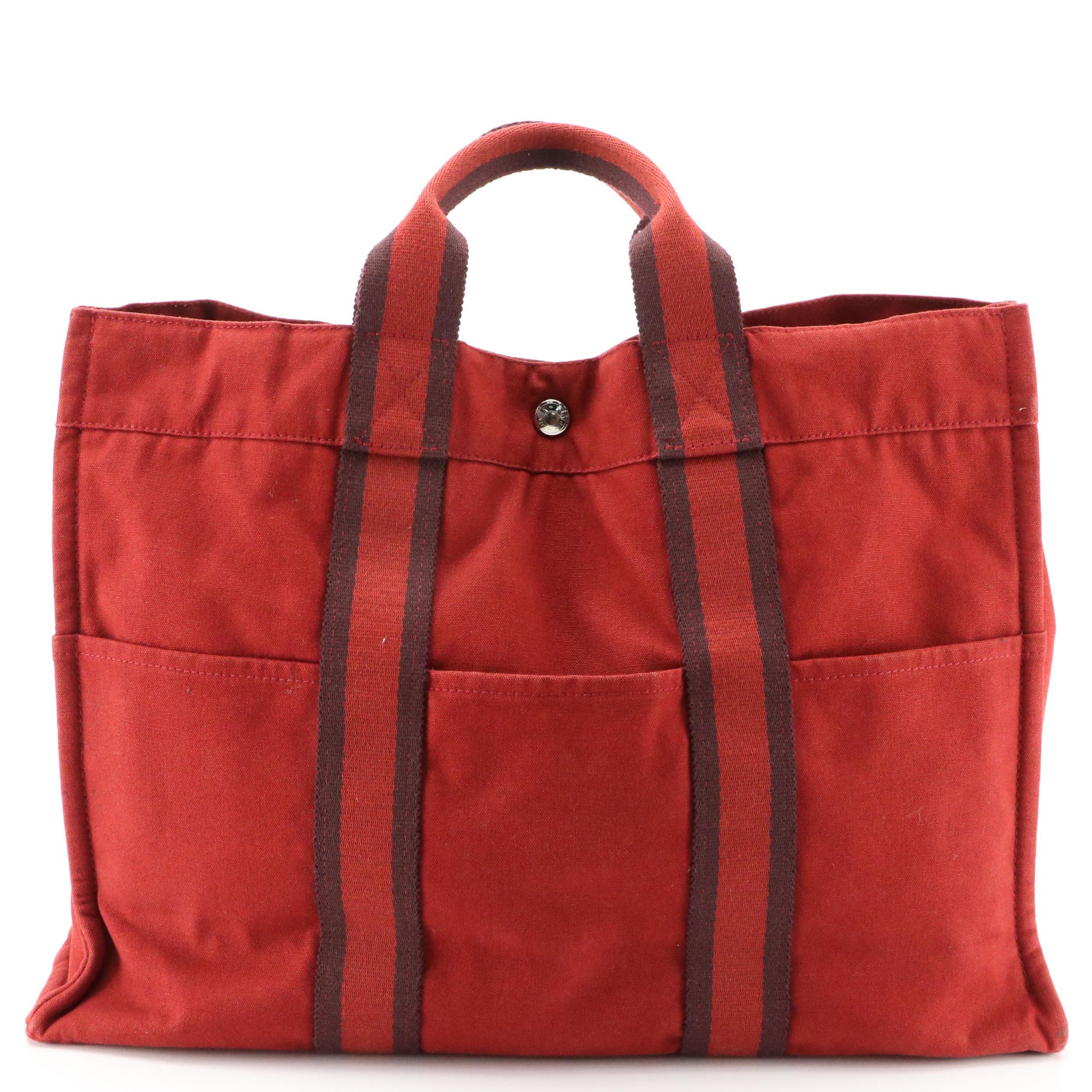 Hermès Fourre Tout MM Tote in Red Cotton Canvas
