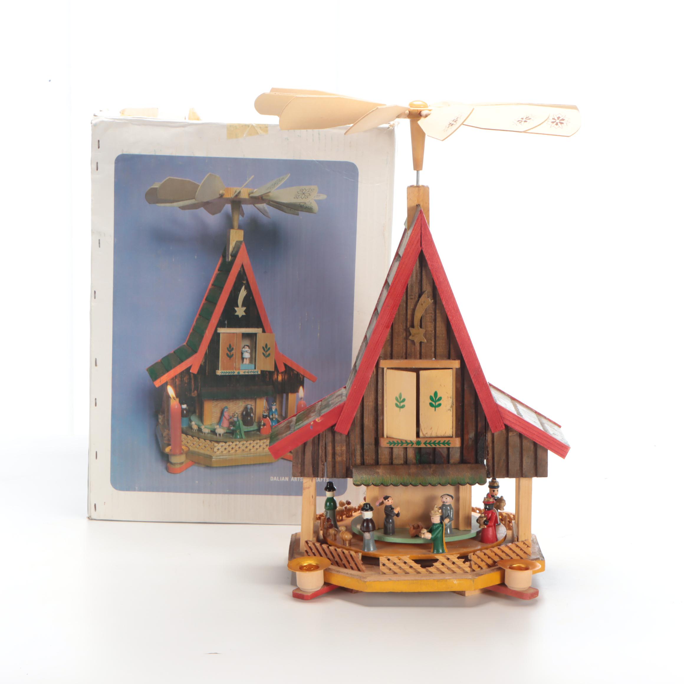 Hand-Crafted Wooden Rotating Christmas Pyramid
