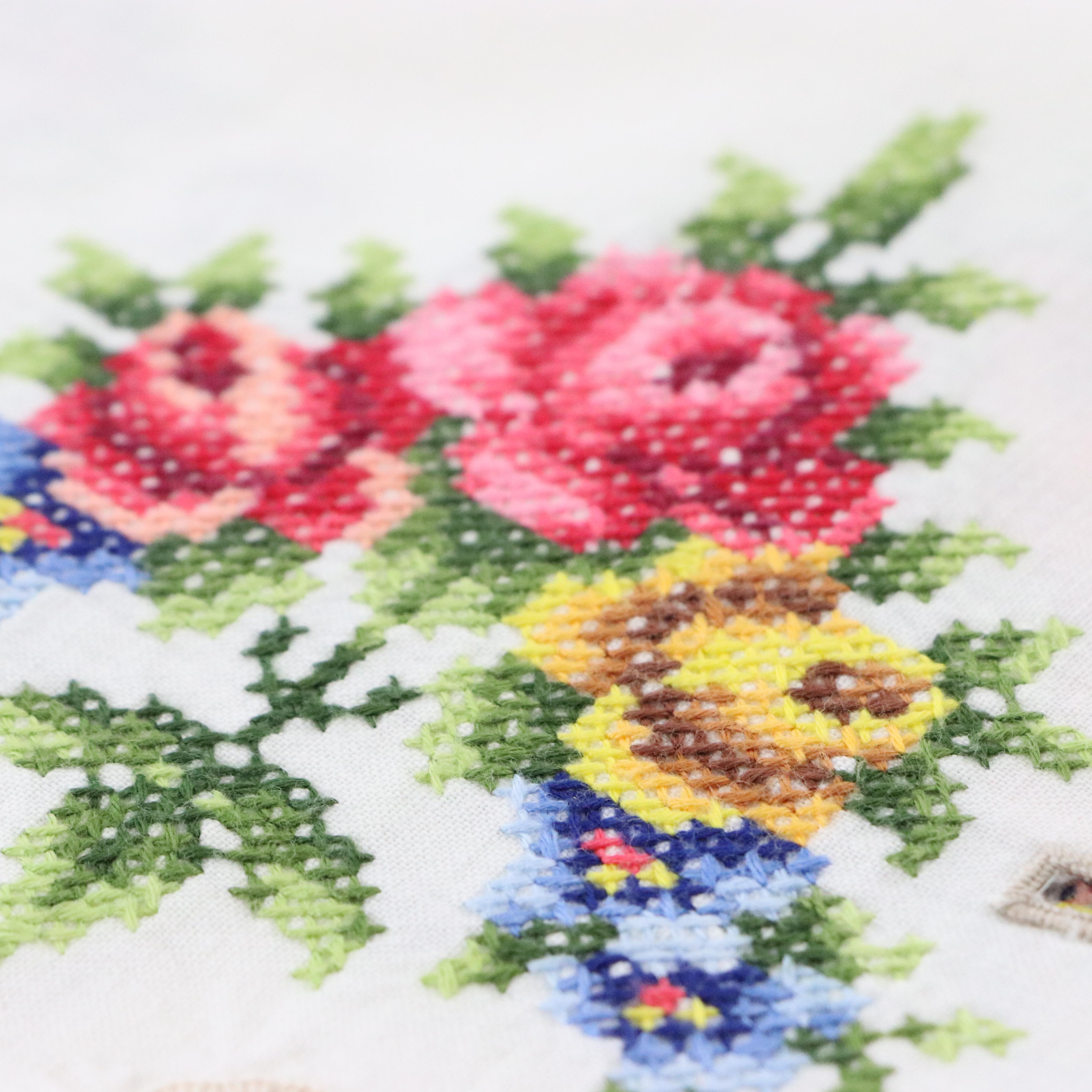 Floral and Butterfly Embroidery and Cutwork Table Linens