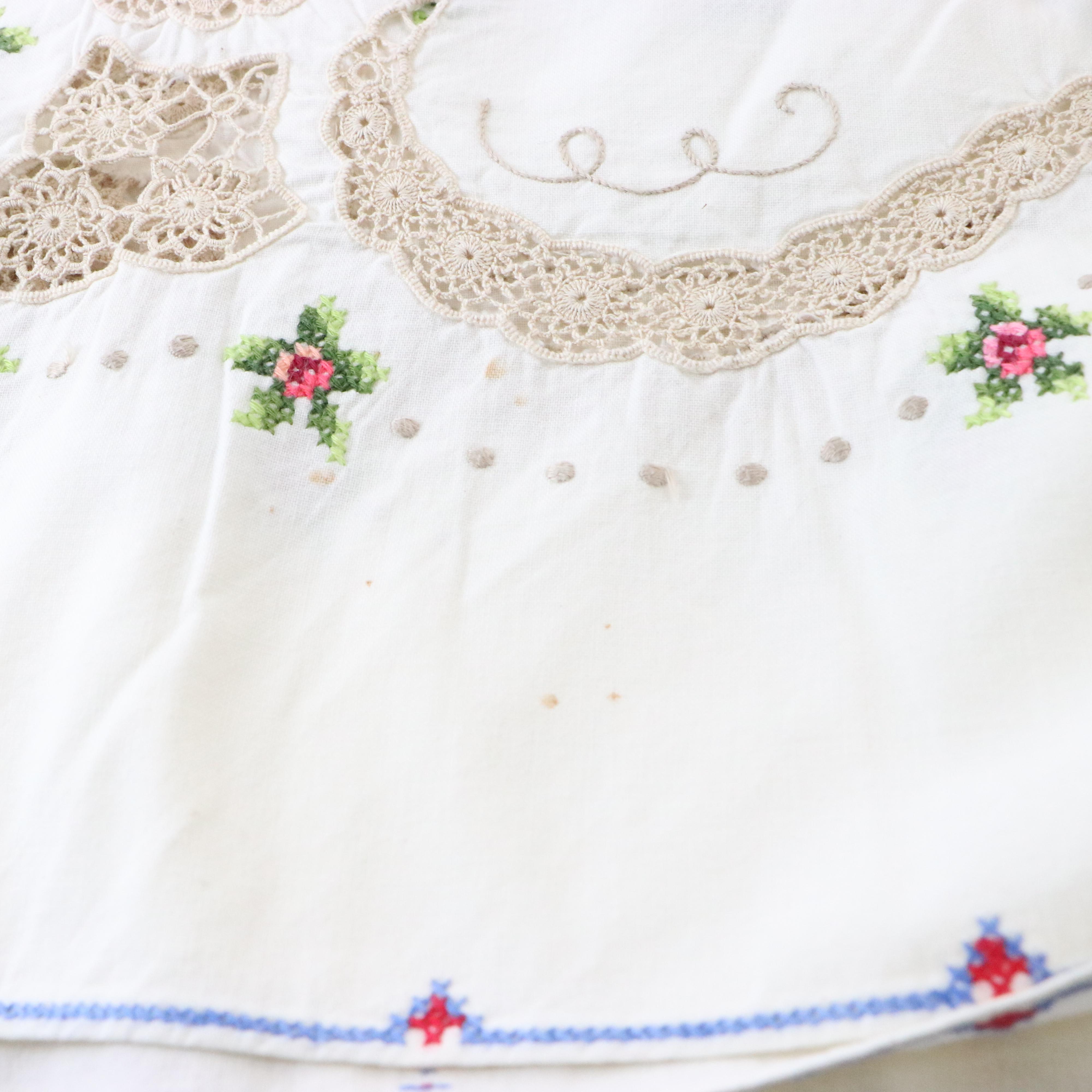 Floral and Butterfly Embroidery and Cutwork Table Linens