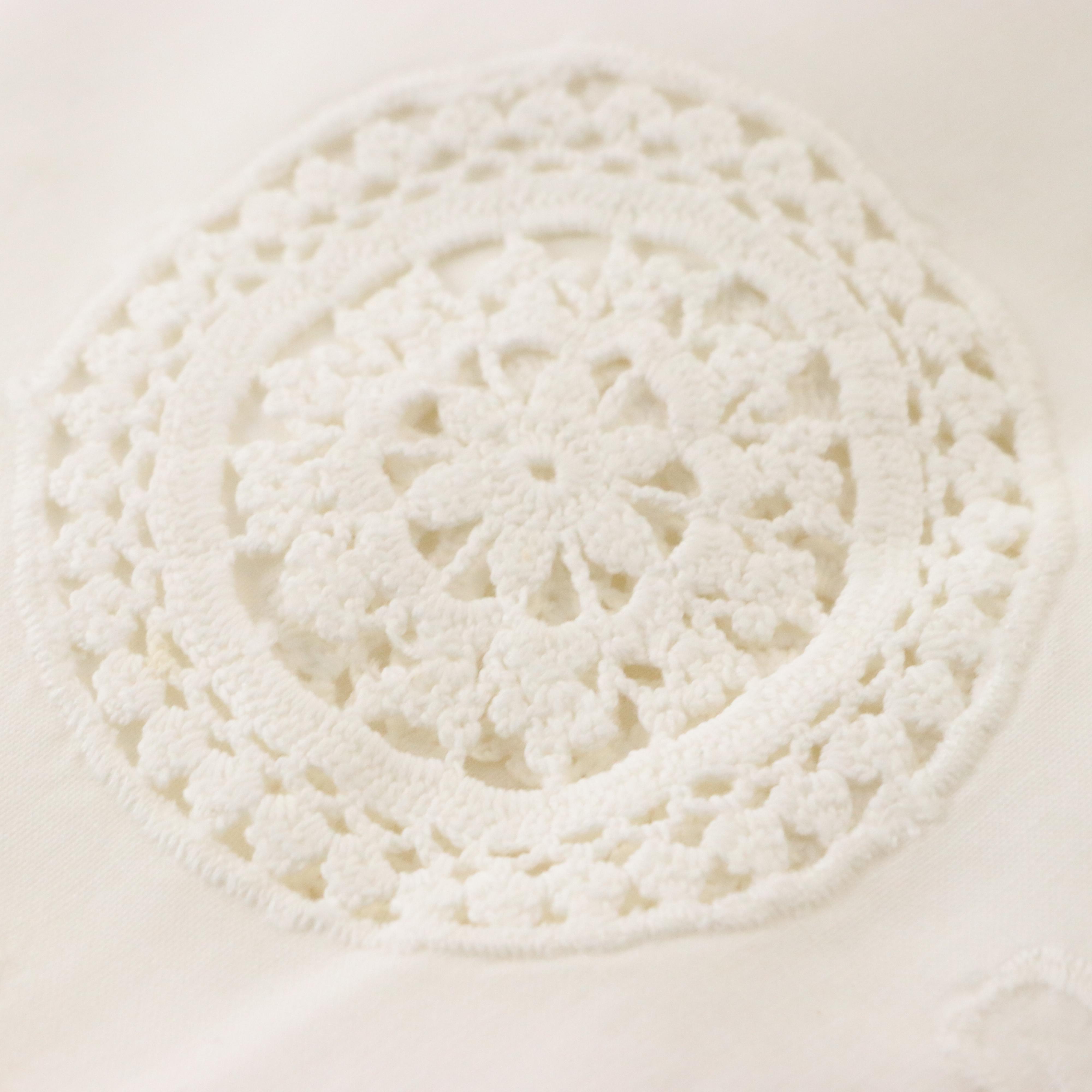 Floral and Butterfly Embroidery and Cutwork Table Linens