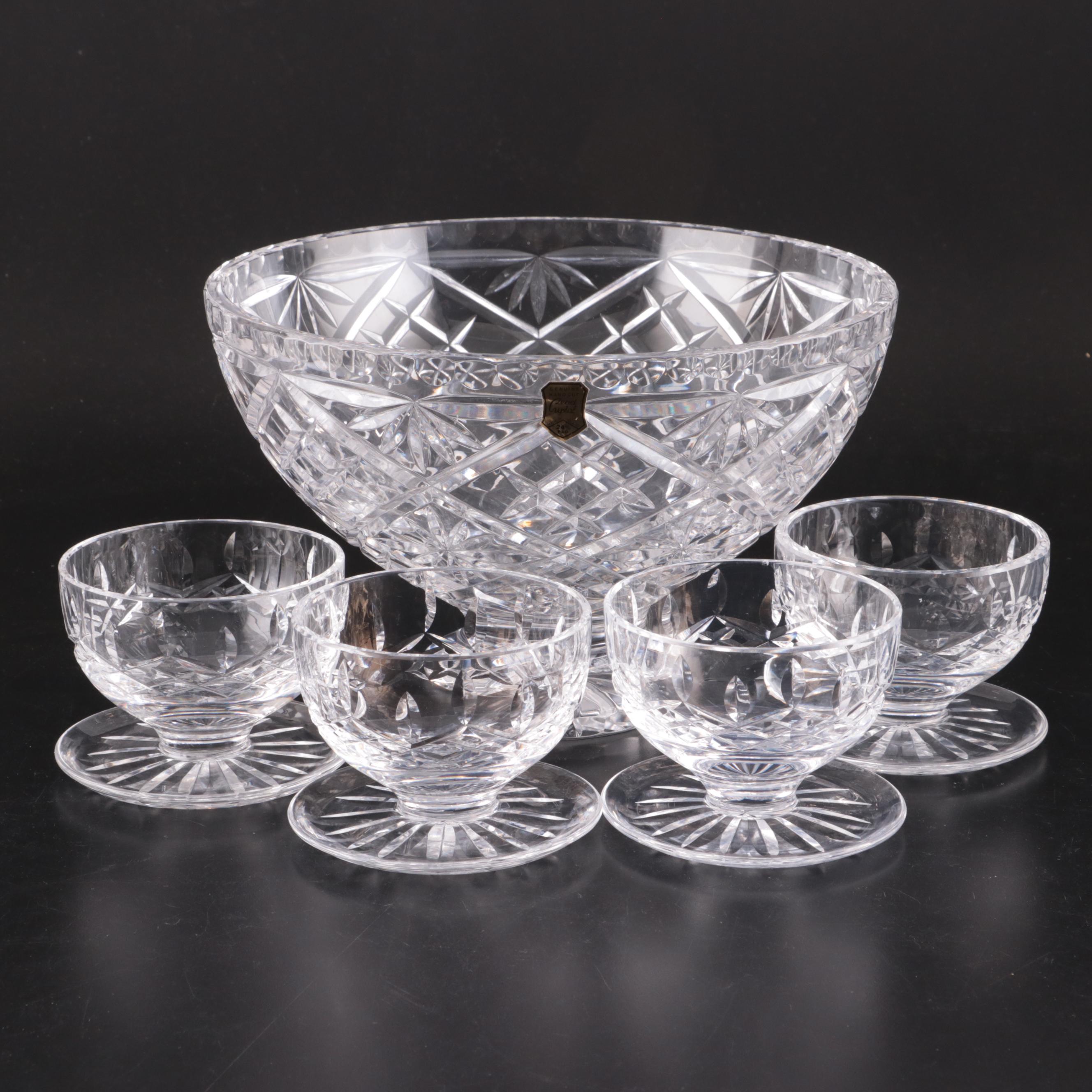 Polish Lead Crystal Footed Bowl with Waterford Crystal Footed Dessert