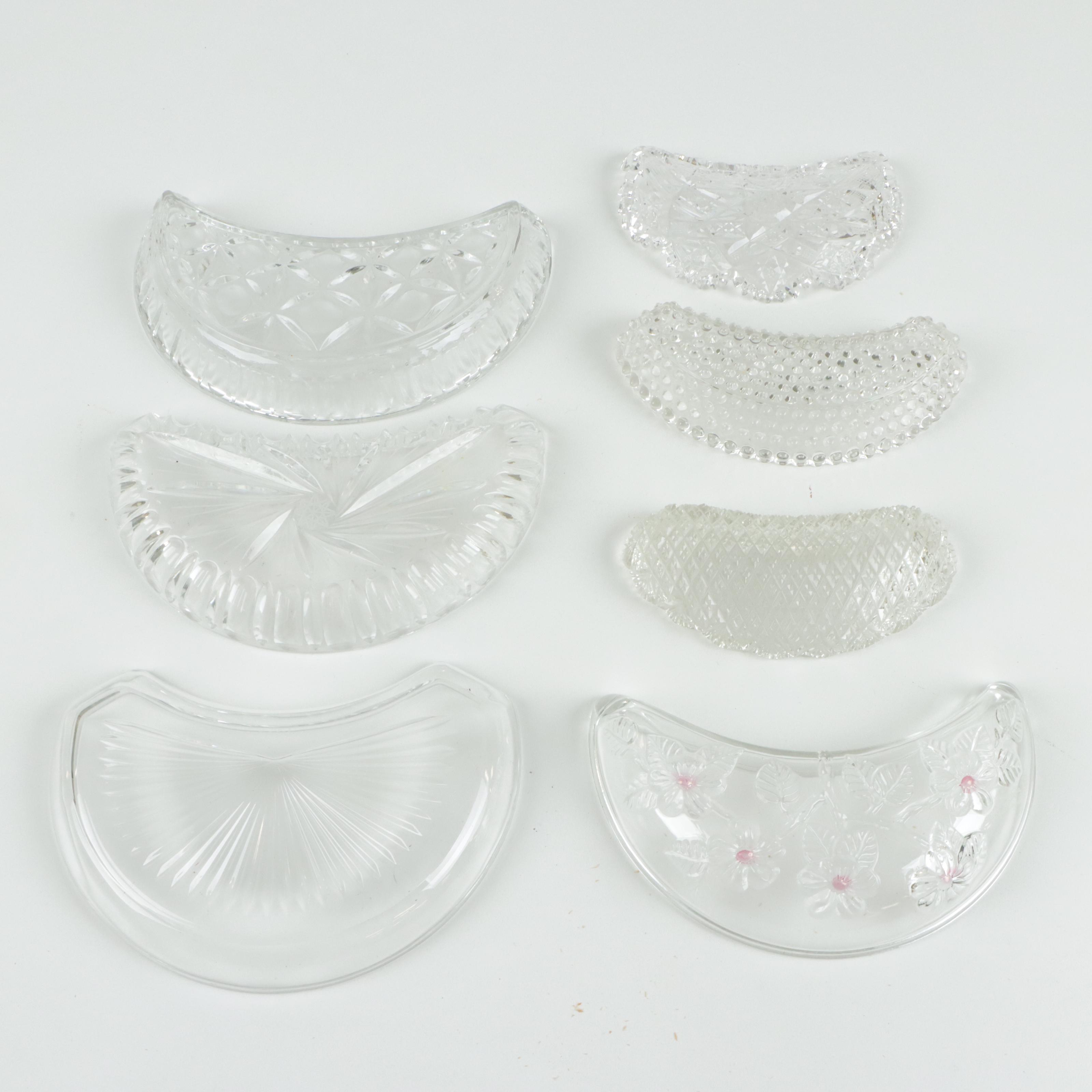 Porcelain and Glass Bone Dishes and Crescent Salad Dishes