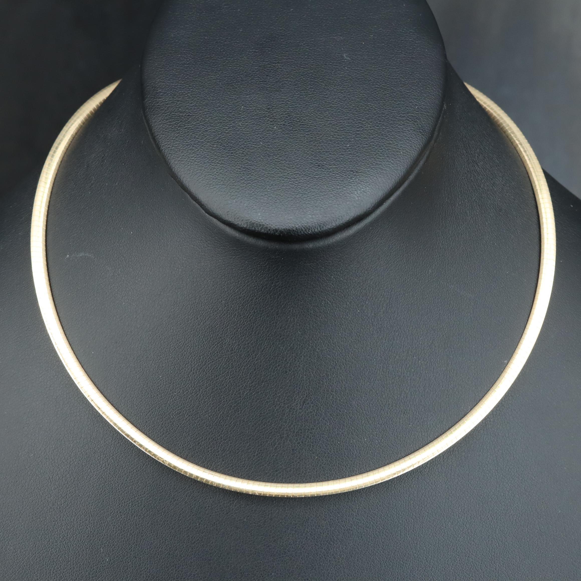 14K Reversible Omega Necklace with Diamond Accent Clasp