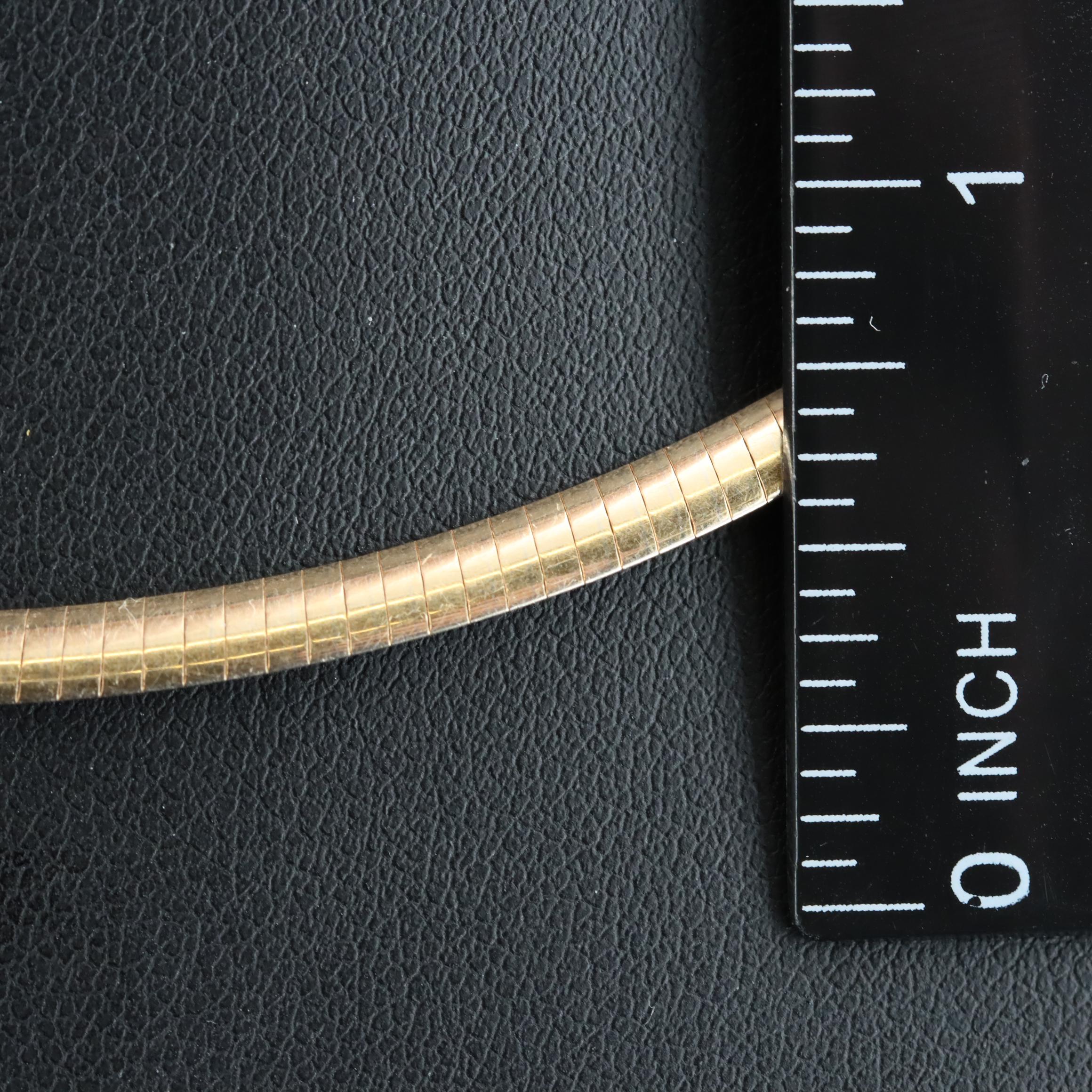 14K Reversible Omega Necklace with Diamond Accent Clasp