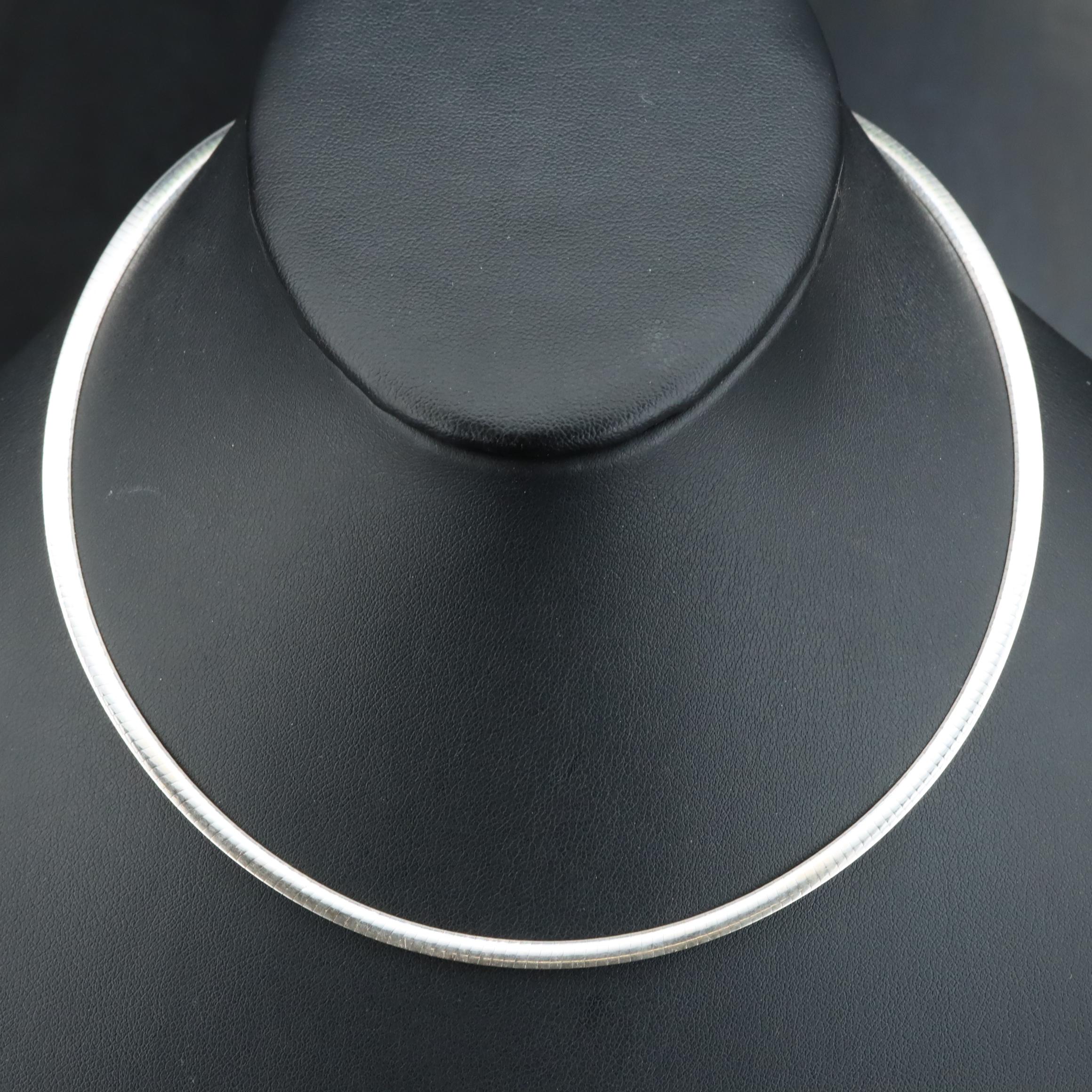 14K Reversible Omega Necklace with Diamond Accent Clasp