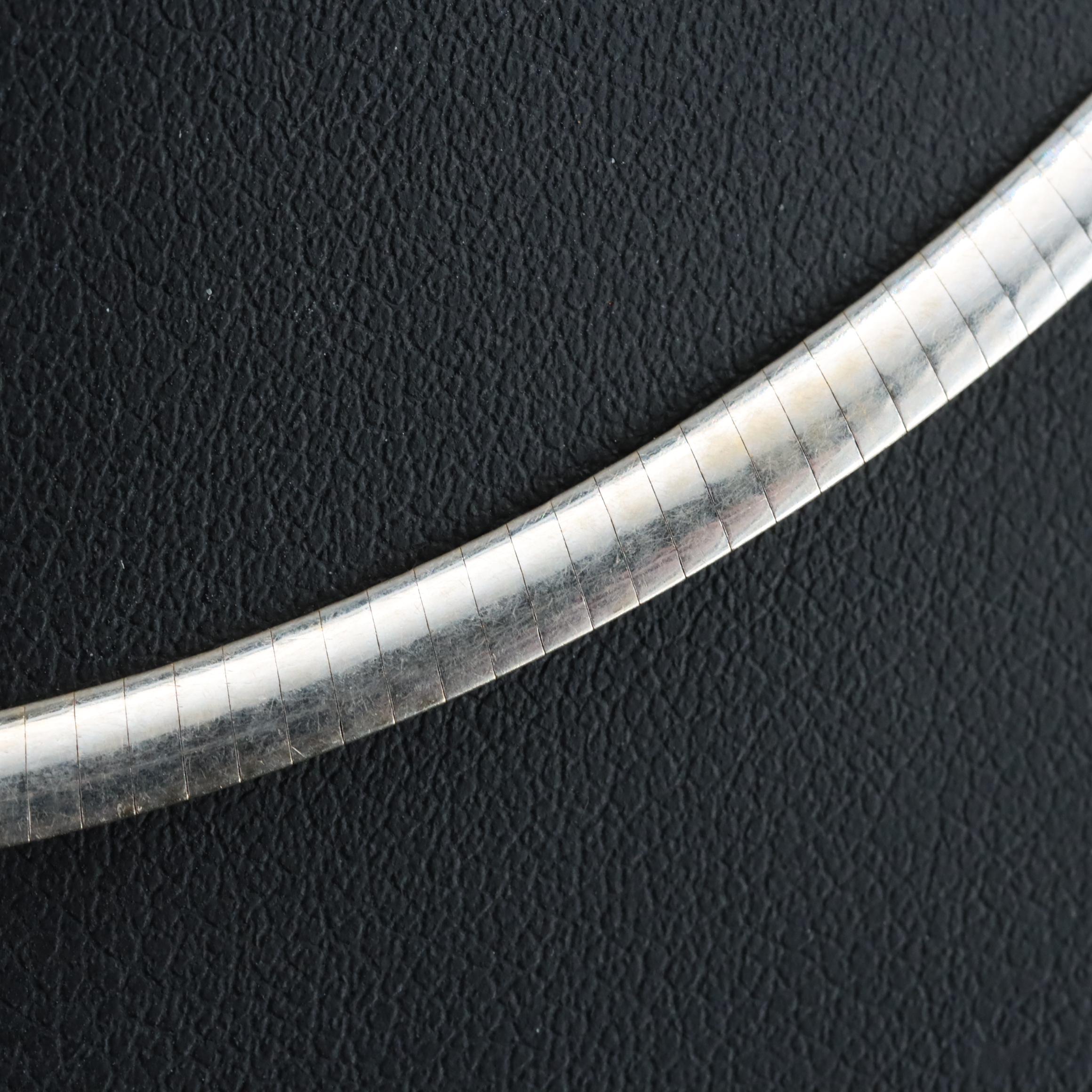 14K Reversible Omega Necklace with Diamond Accent Clasp