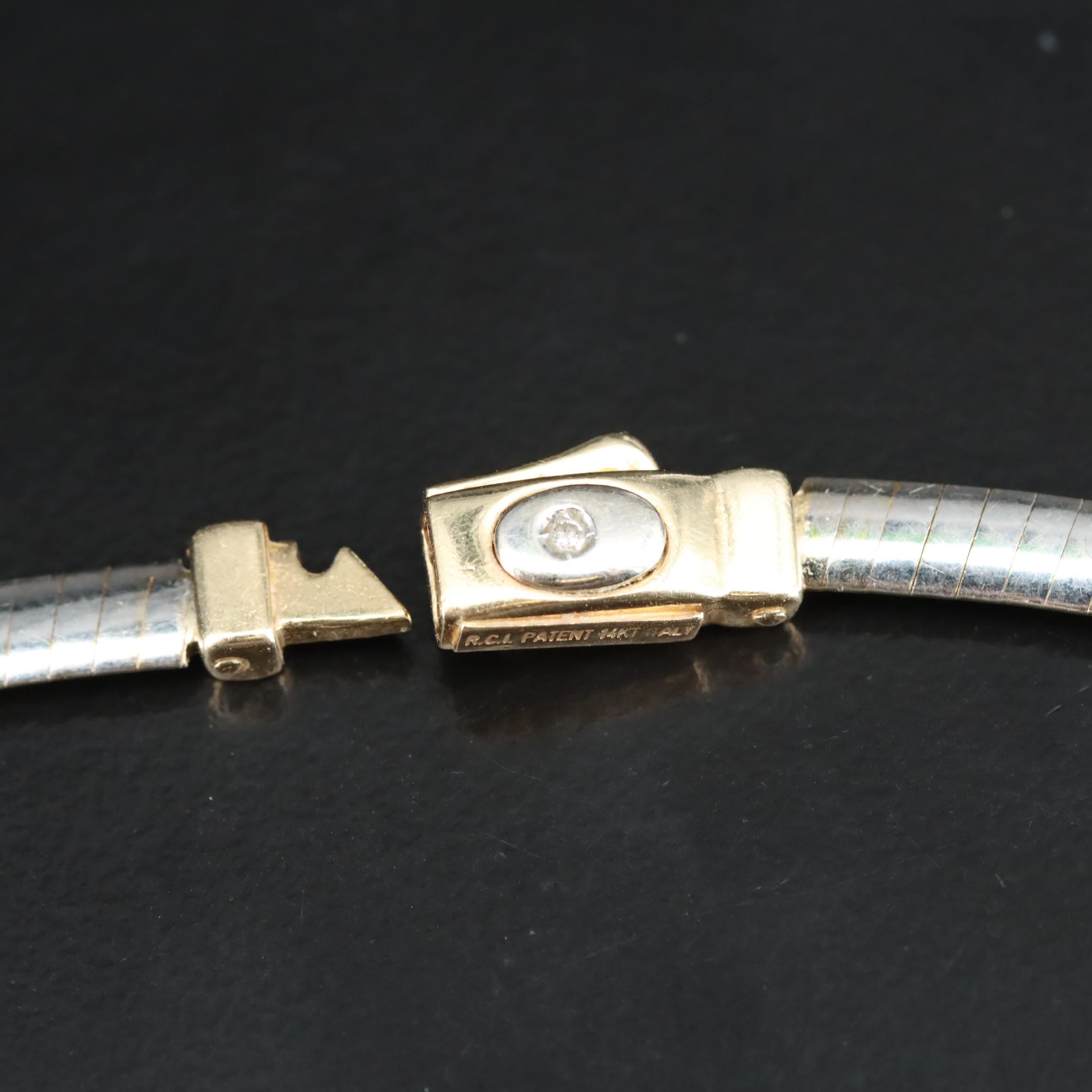 14K Reversible Omega Necklace with Diamond Accent Clasp