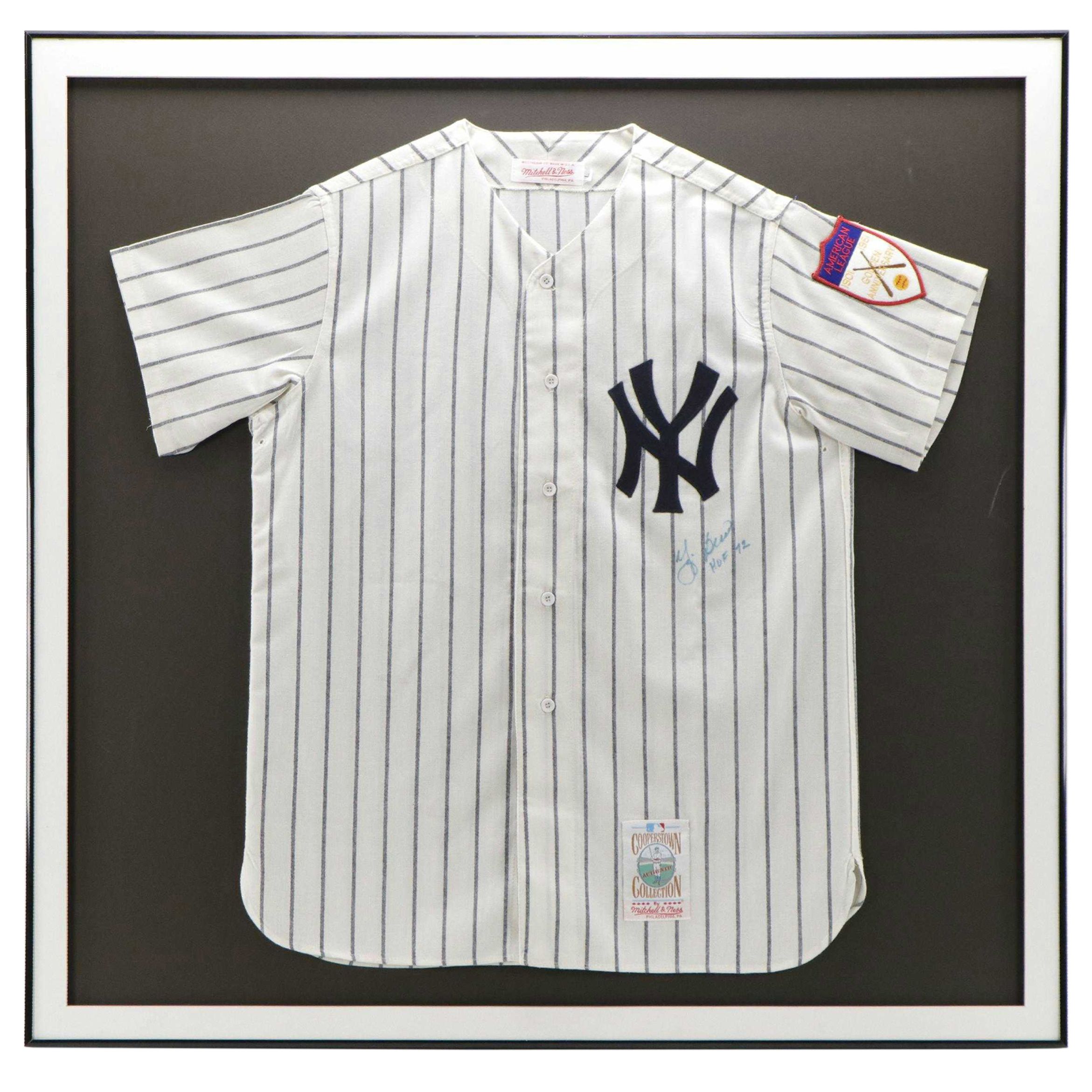 Yogi Berra Signed New York Yankees Baseball Jersey in Matted Frame