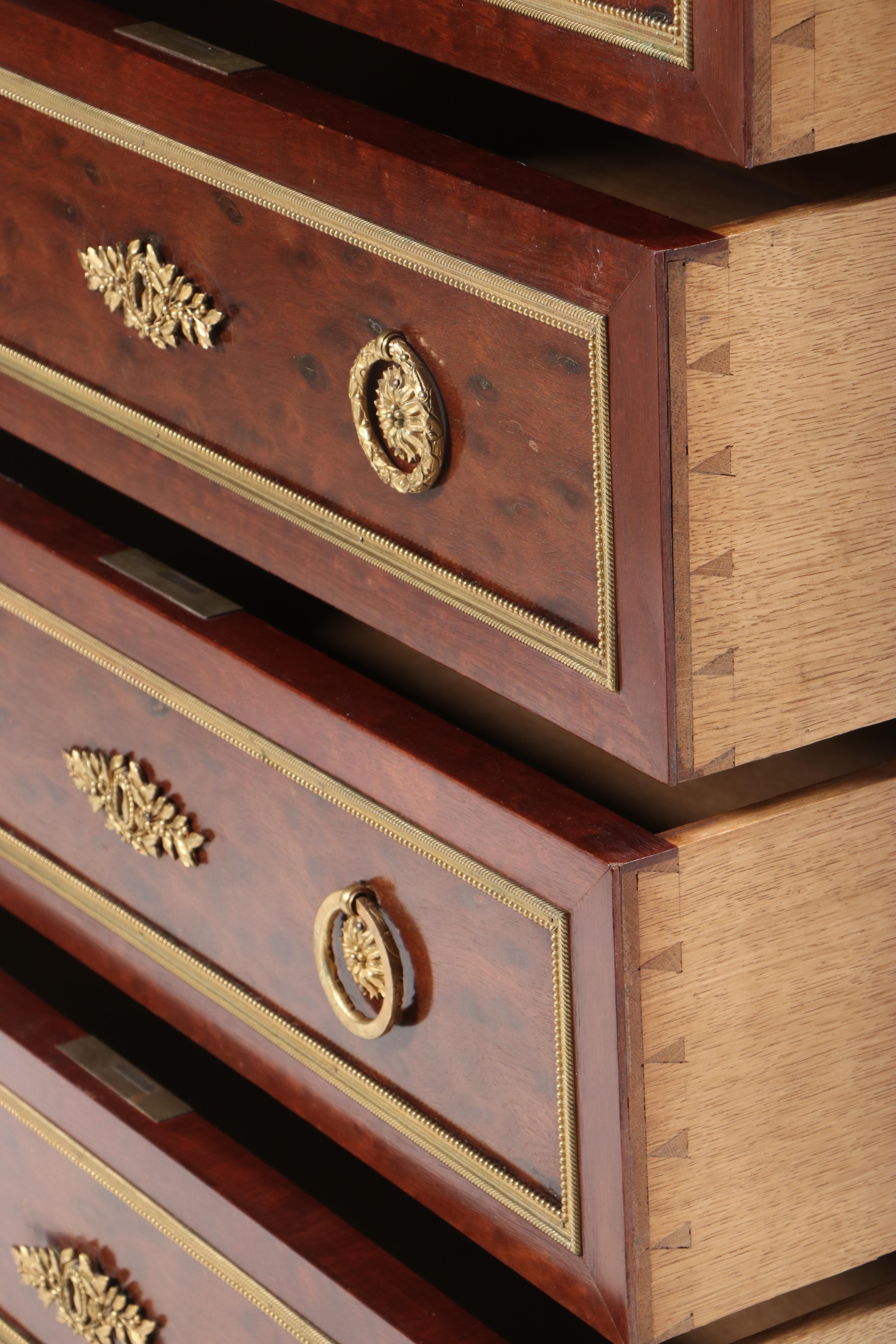 Louis XVI Style Gilt Metal-Mounted Hardwood and Green Marble Semanier