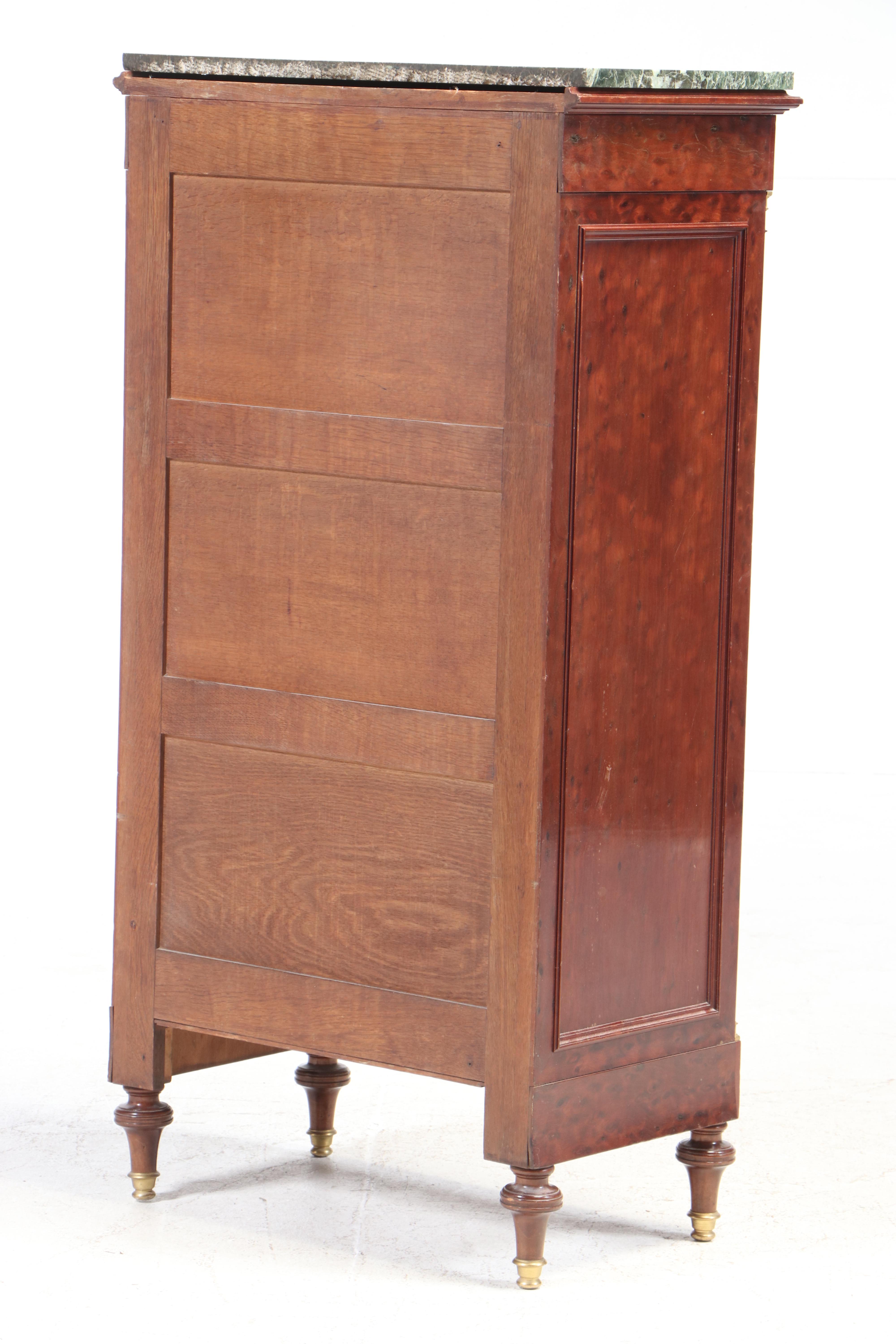 Louis XVI Style Gilt Metal-Mounted Hardwood and Green Marble Semanier