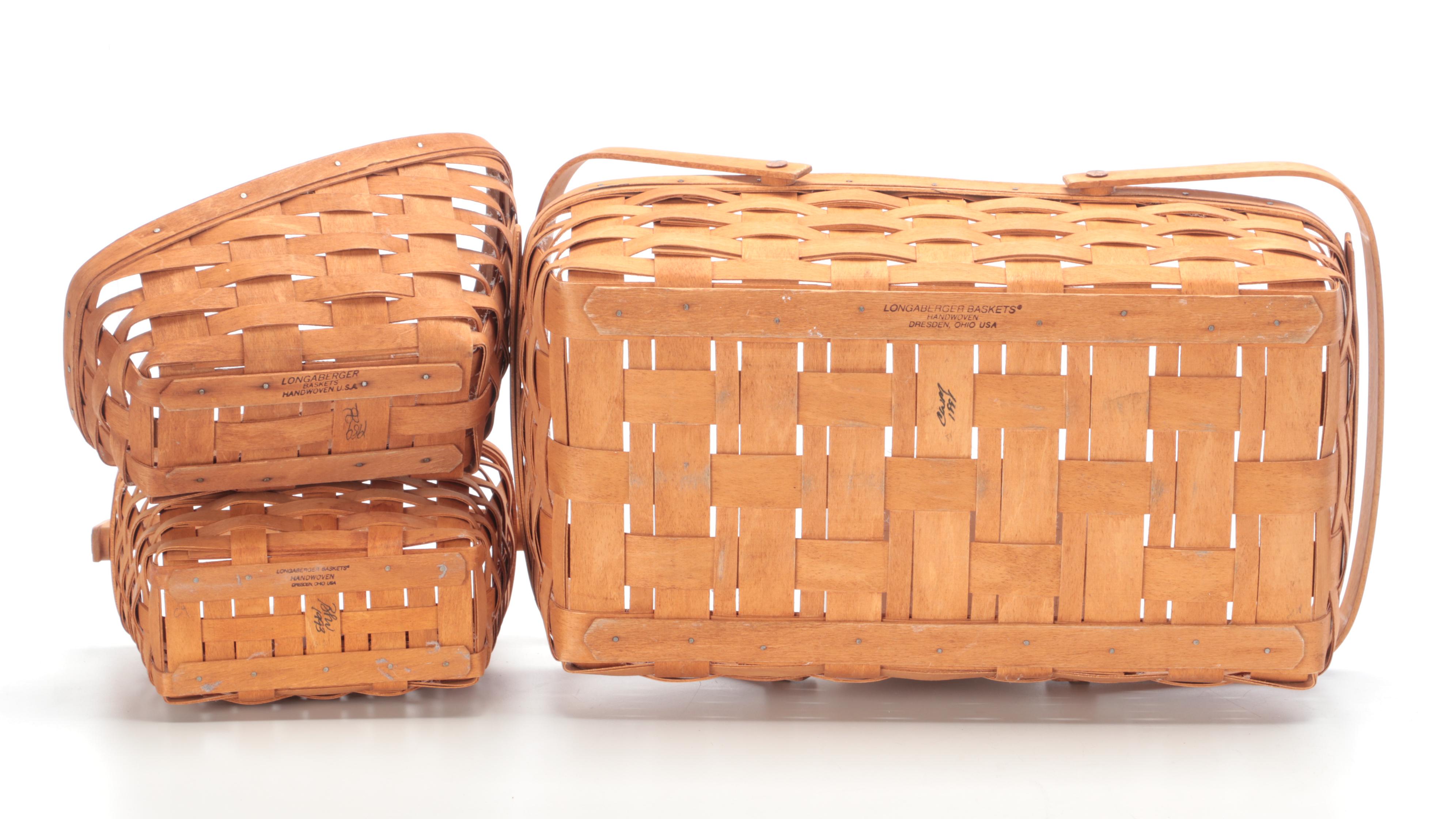 Longaberger Gathering Basket with Longaberger and Other Basket