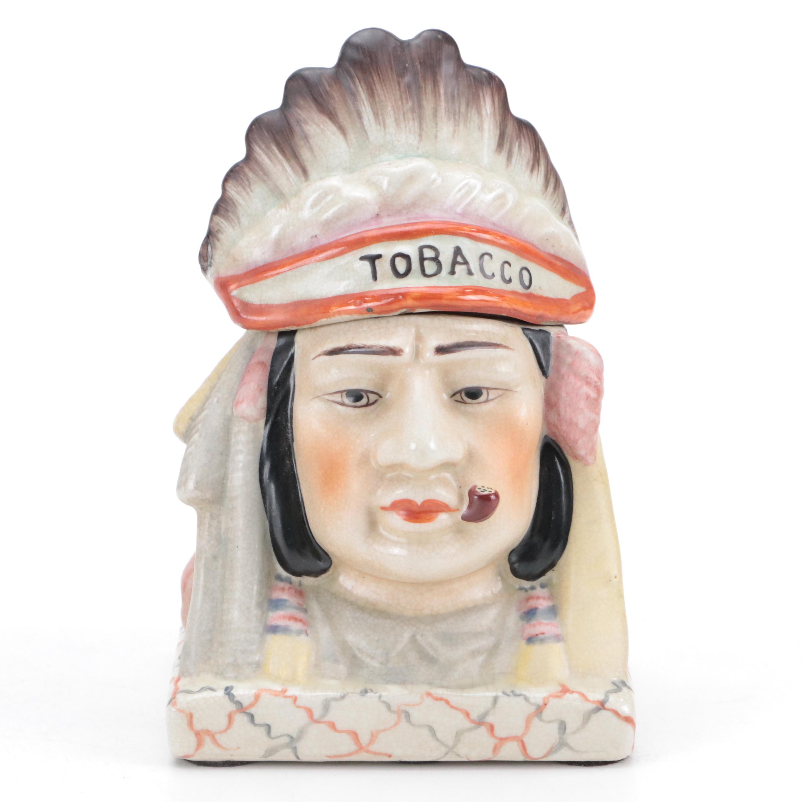 Porcelain Indian Head Tobacco Jar