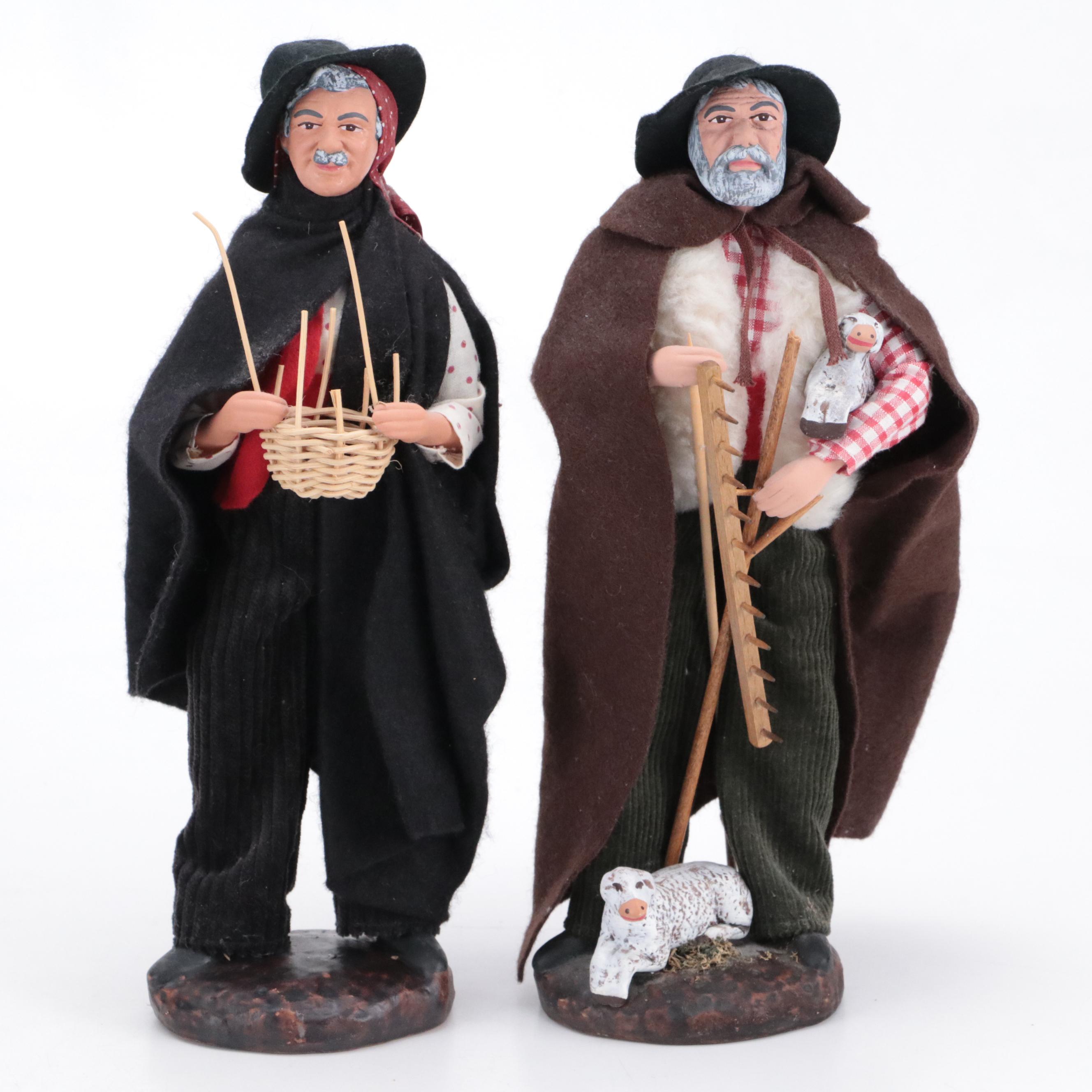 Santons Florence Fabric and Ceramic French Little Saints Figurines