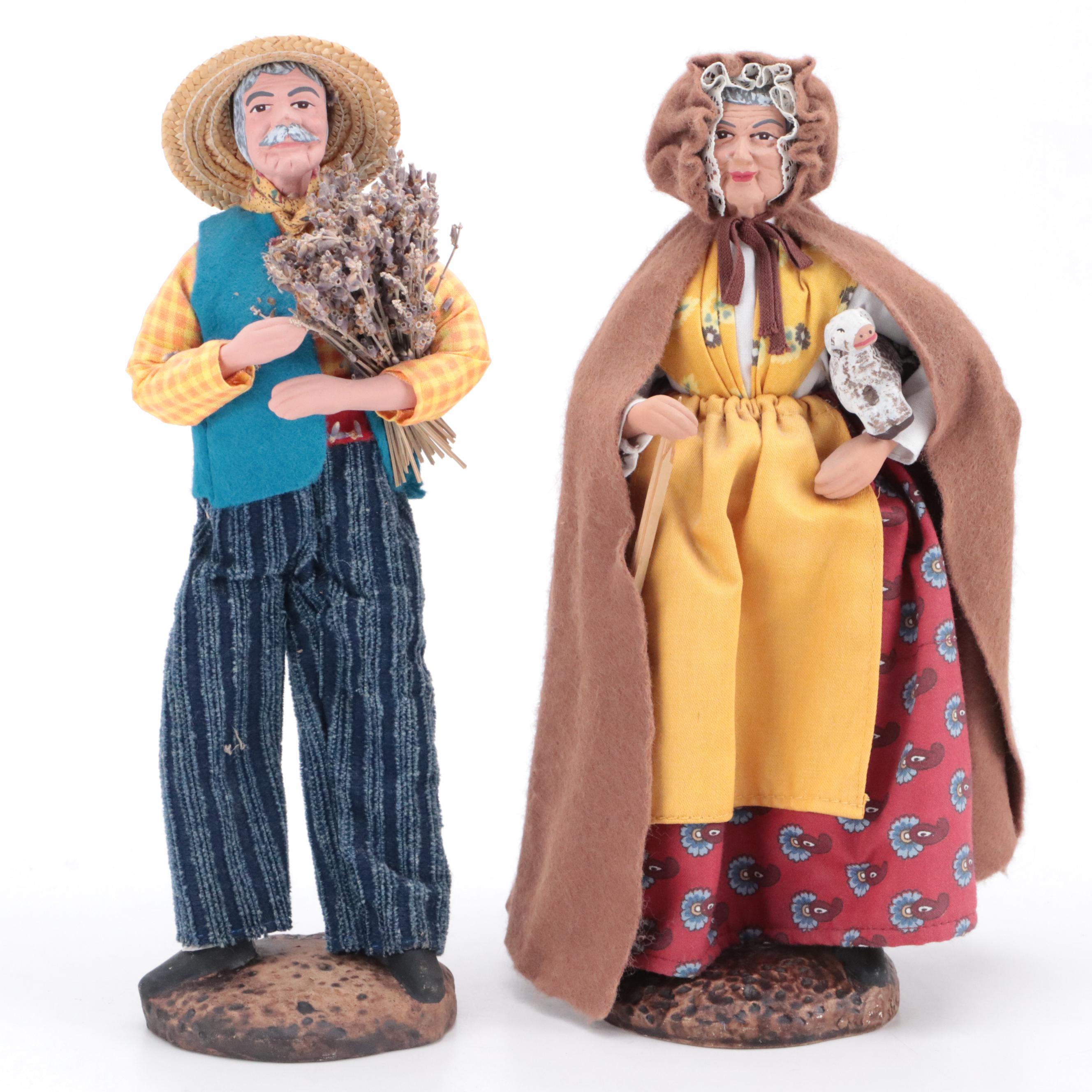 Santons Florence Fabric and Ceramic French Little Saints Figurines