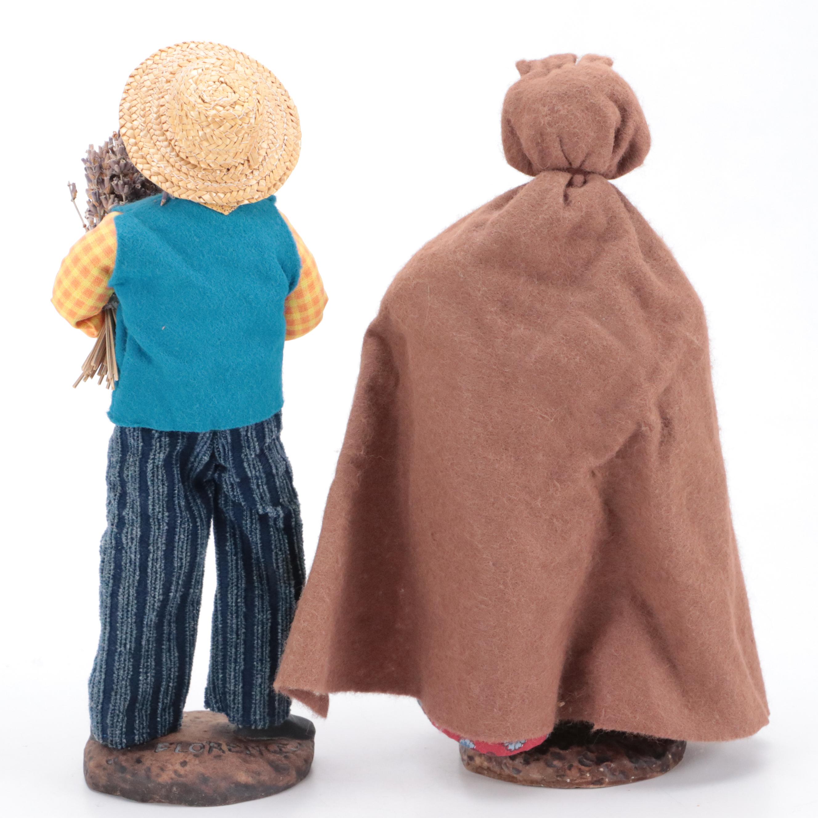 Santons Florence Fabric and Ceramic French Little Saints Figurines