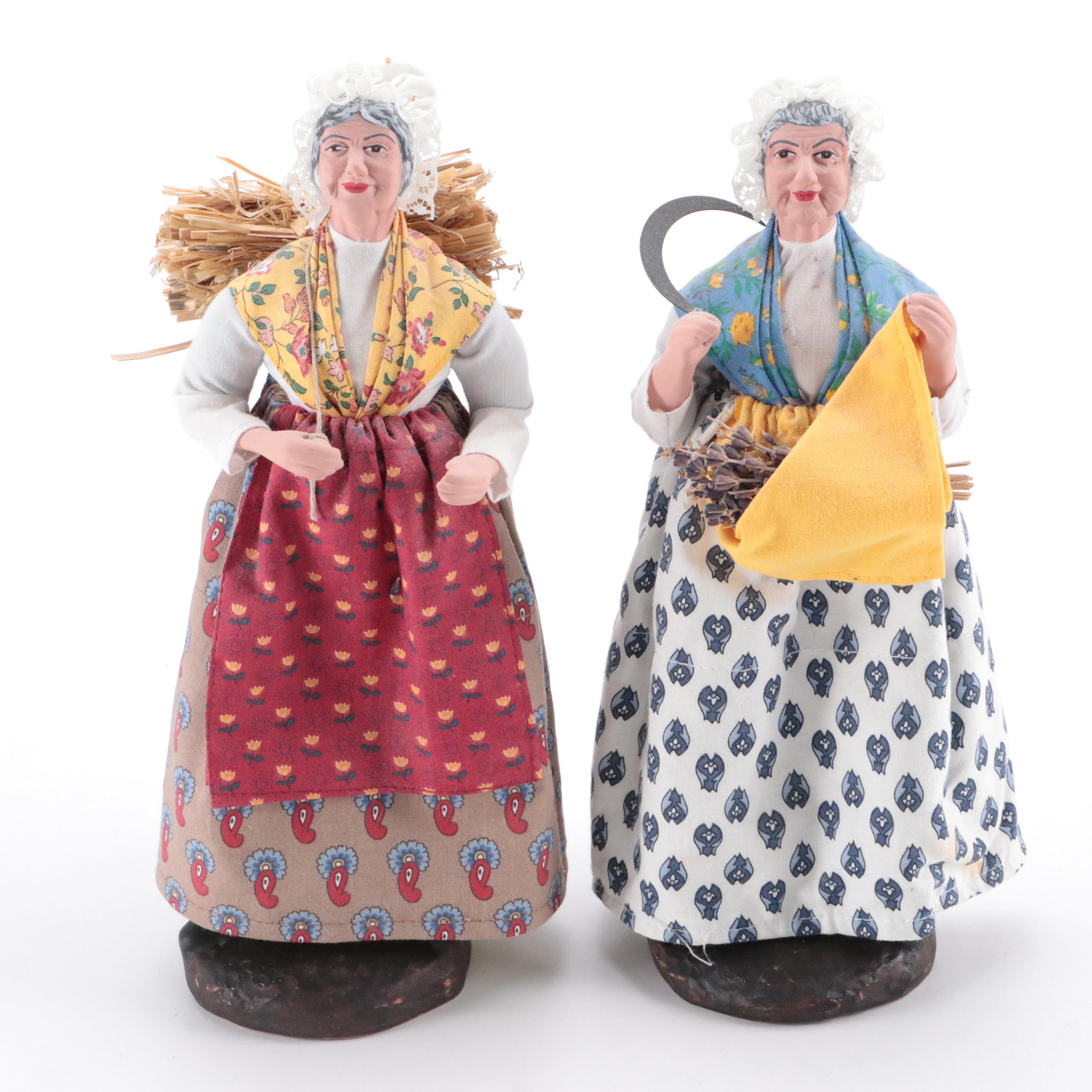 Santons Florence Fabric and Ceramic French Little Saints Figurines