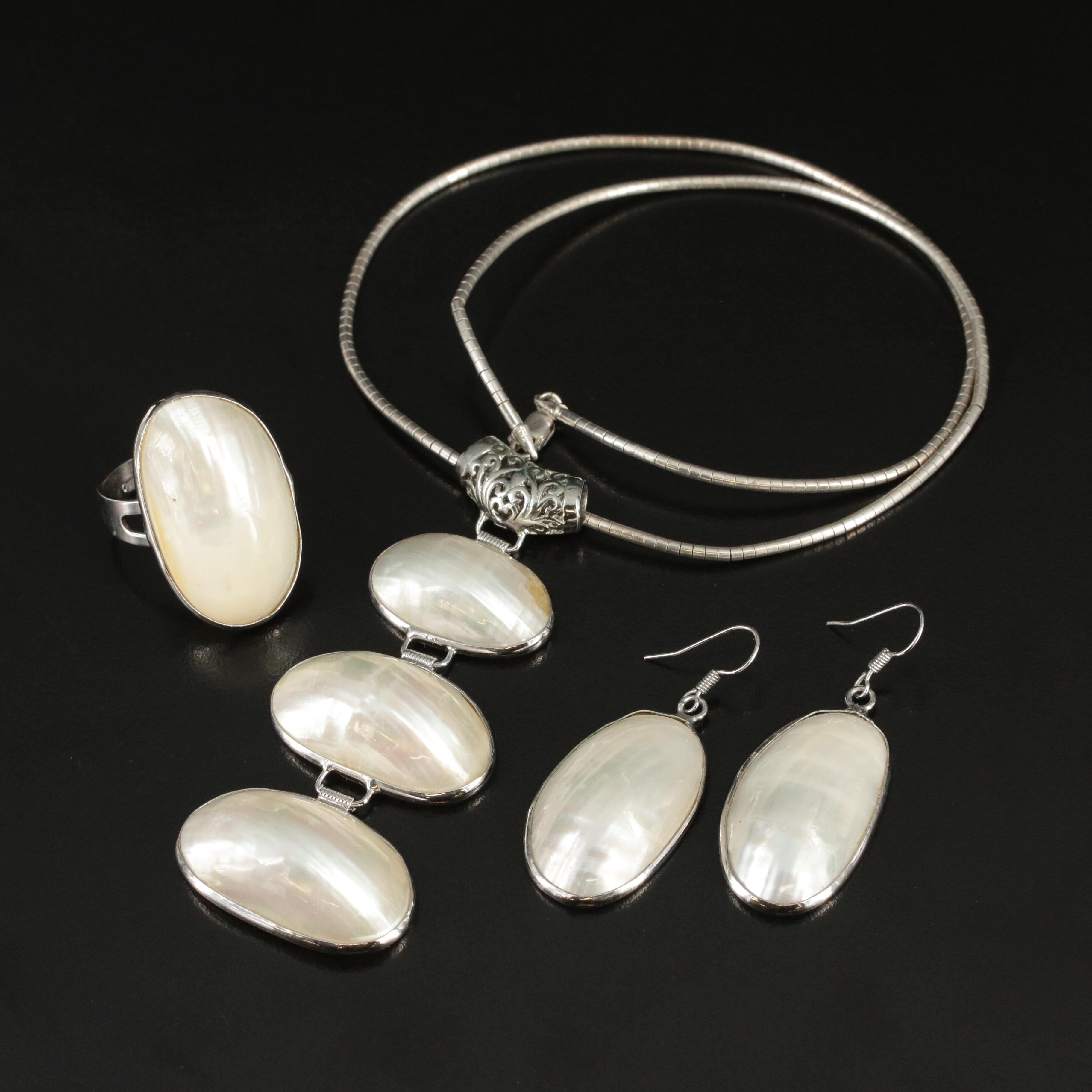 Mother of Pearl Jewelry Set including Sterling