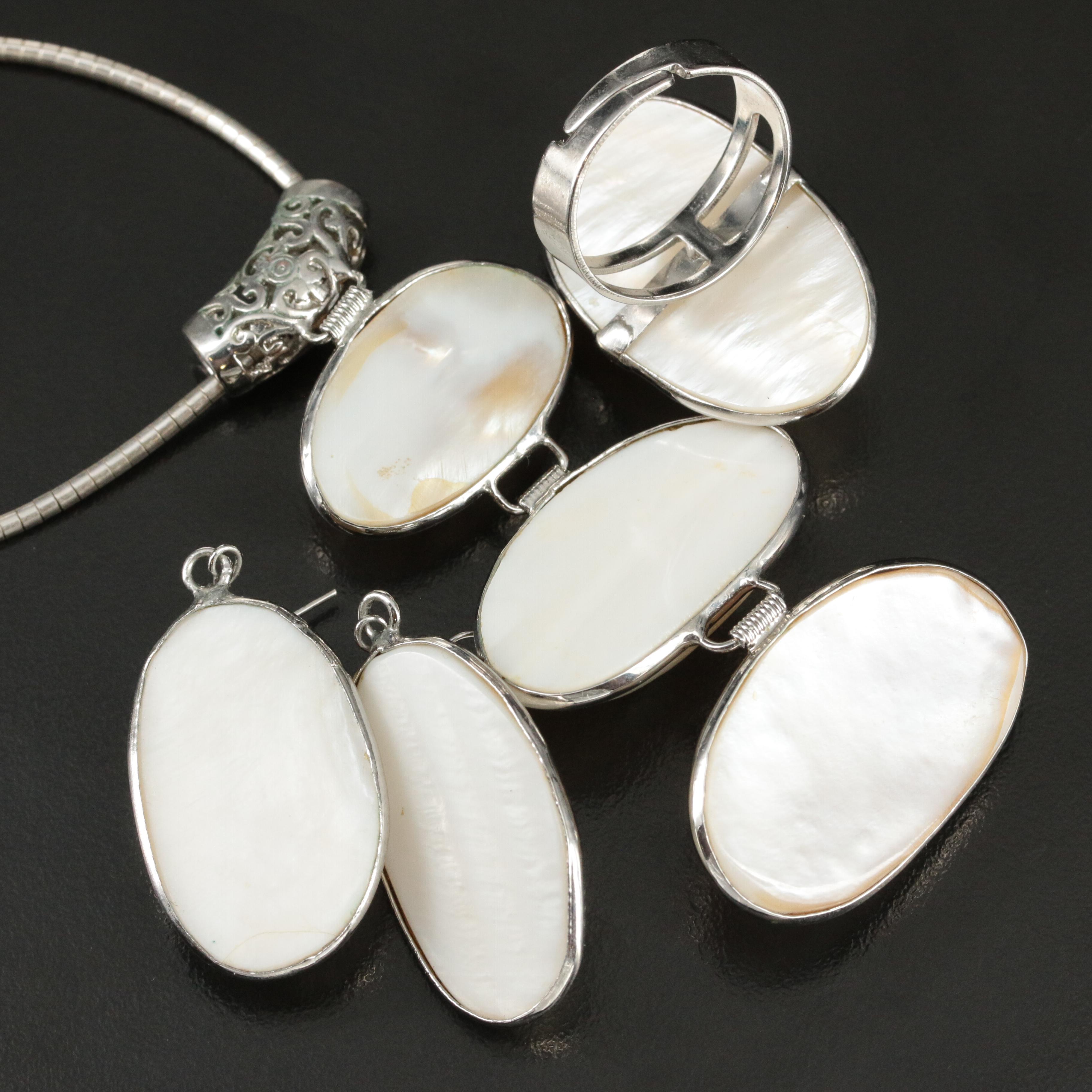 Mother of Pearl Jewelry Set including Sterling
