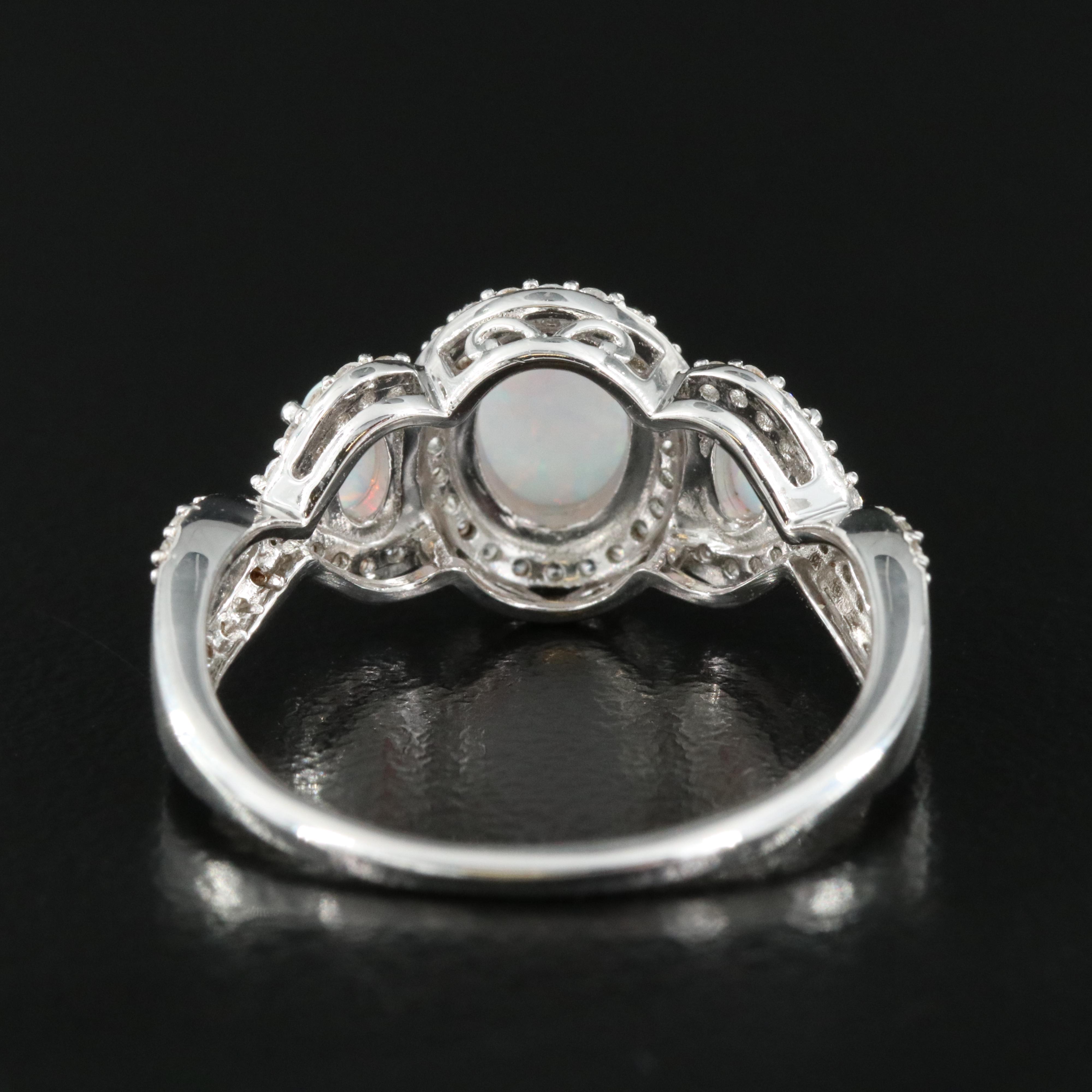 Sterling Opal and Sapphire Ring