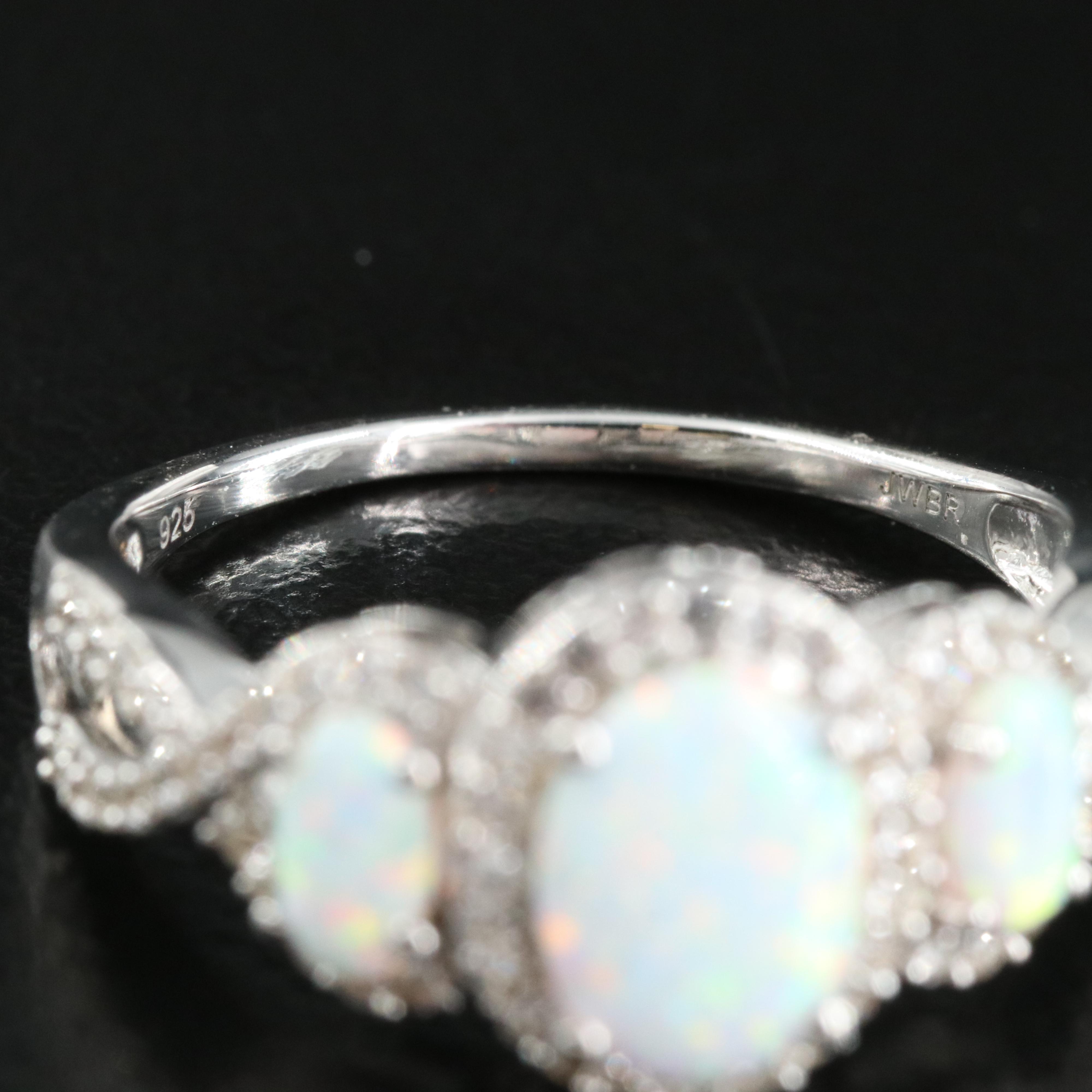 Sterling Opal and Sapphire Ring