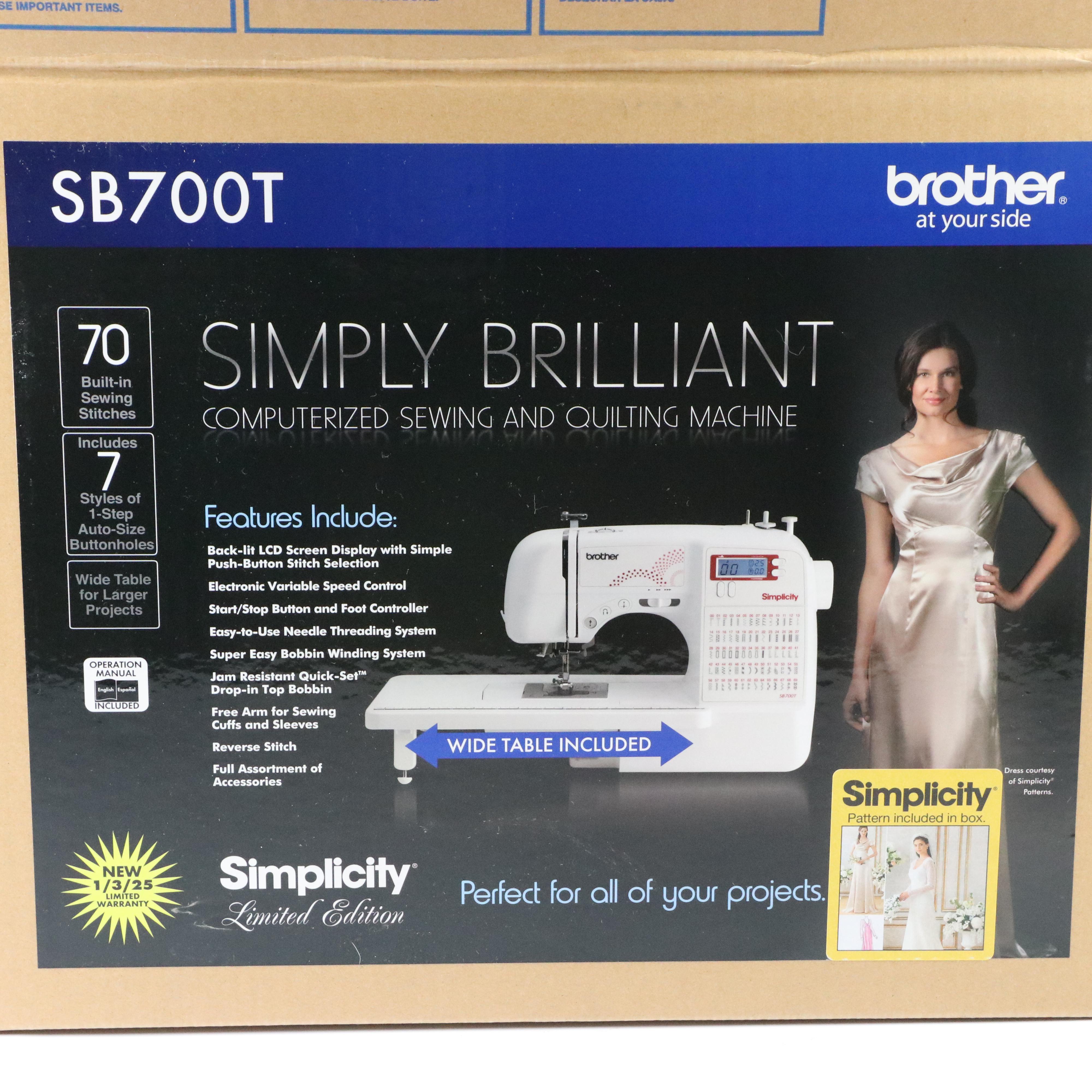 Brother Simplicity Computerized Sewing and Quilting Machine, SB700T